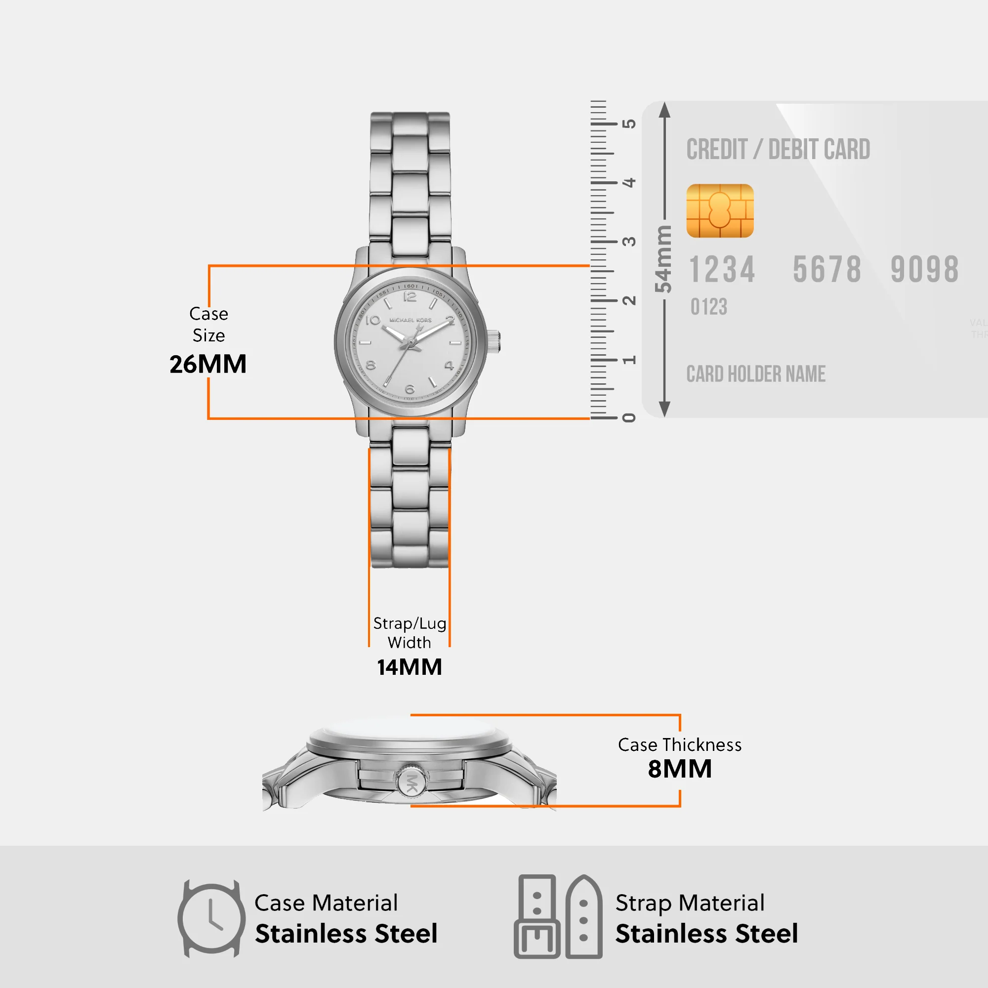 Runway Women Quartz Silver Dial Analog Stainless Steel Watch MK7459 - Image 7