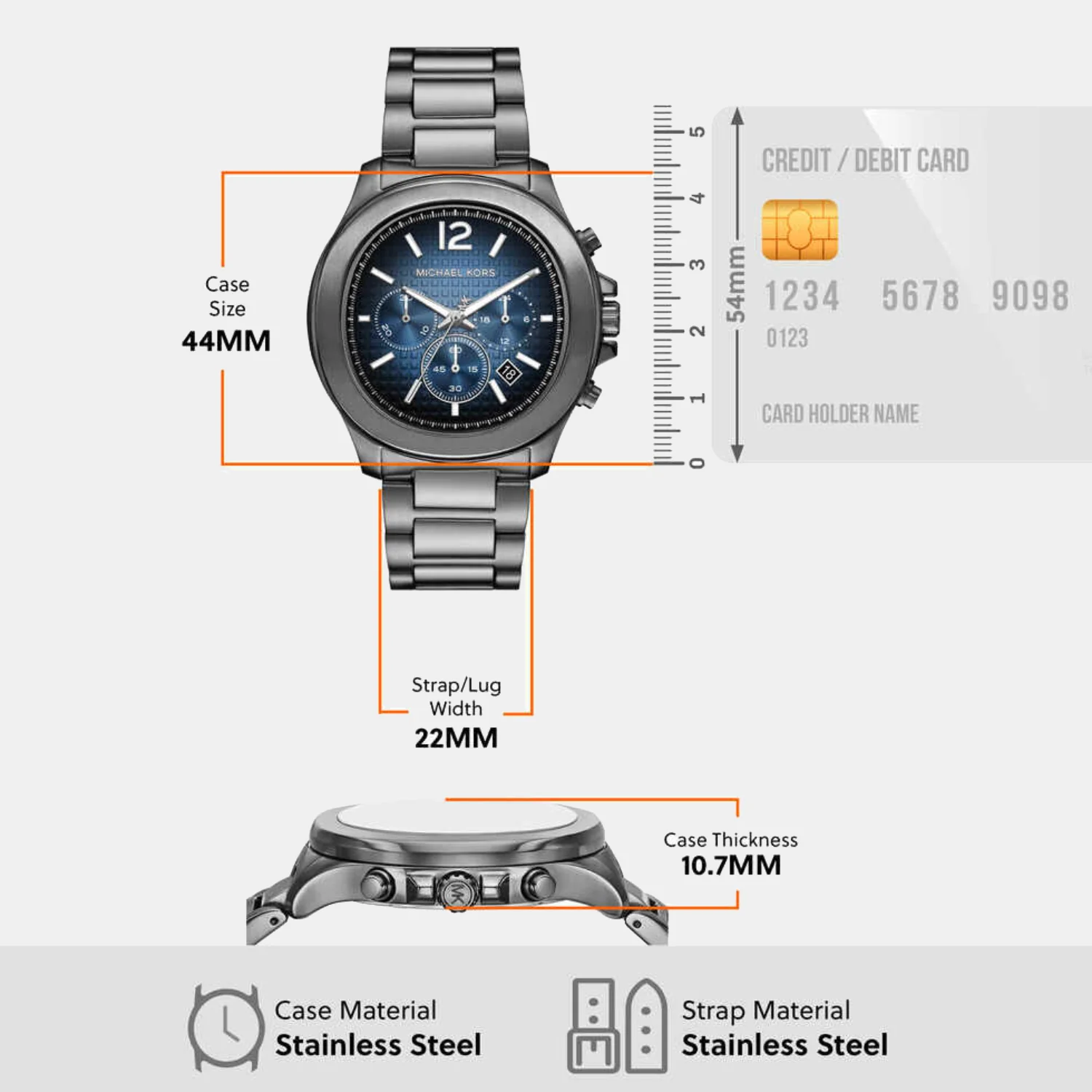 Sage Men Quartz Blue Dial Chronograph Stainless Steel Watch MK9213 - Image 5