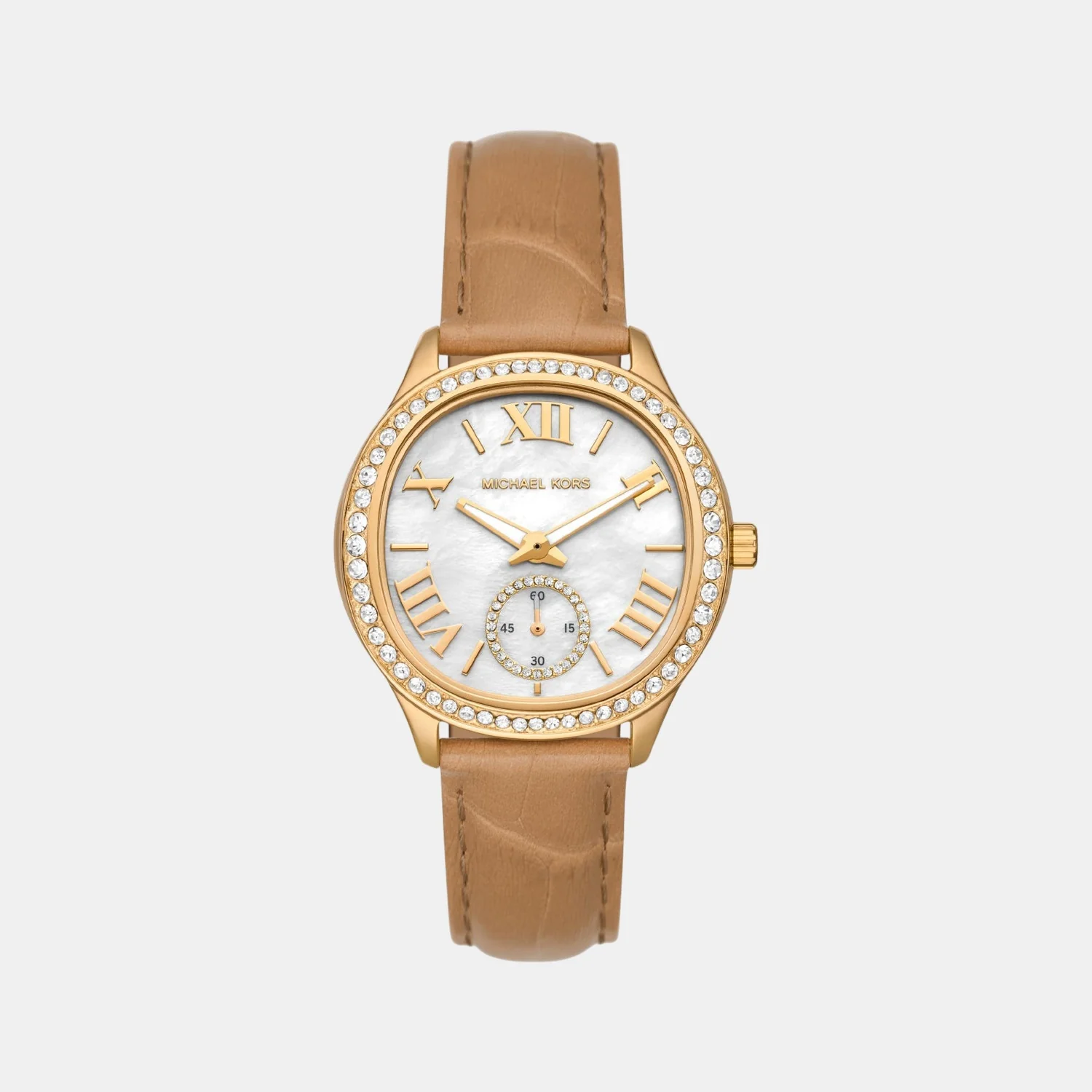 Sage Women Quartz Mother Of Pearl Dial Analog Leather Watch MK4819