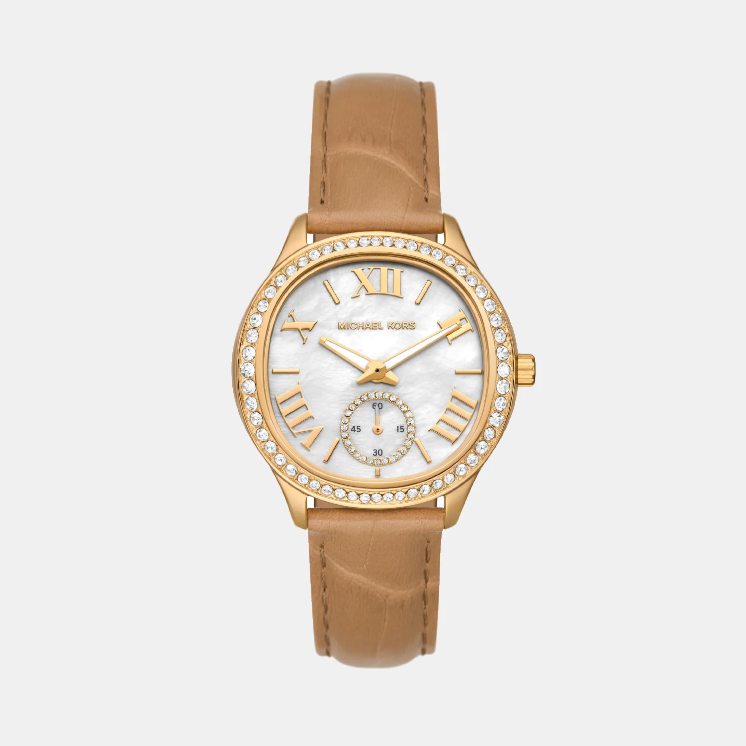 Sage Women Quartz Mother Of Pearl Dial Analog Leather Watch MK4819 - Image 2