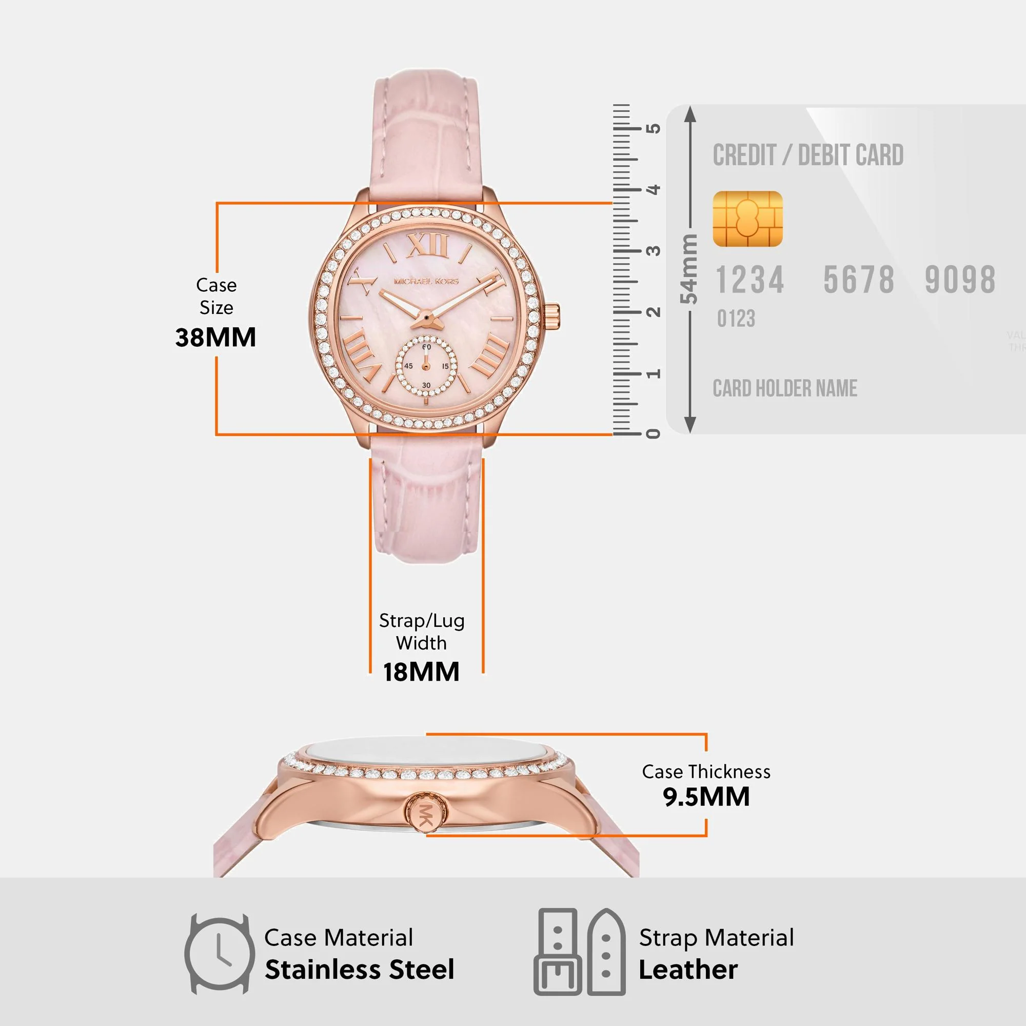 Sage Women Quartz Pink Dial Analog Leather Watch MK4820 - Image 5