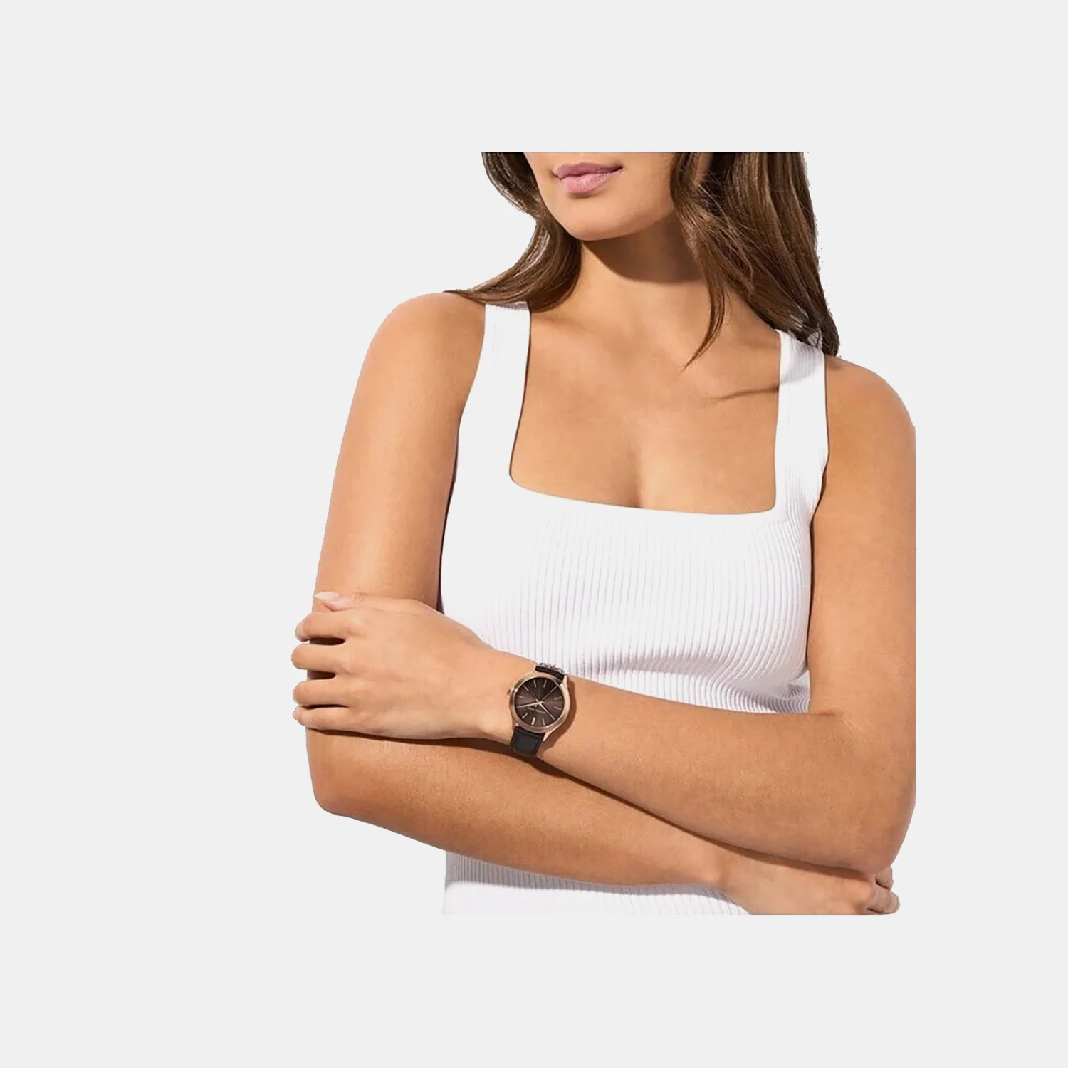 Slim Runway Women Quartz Brown Dial Analog Leather Watch MK7546 - Image 4