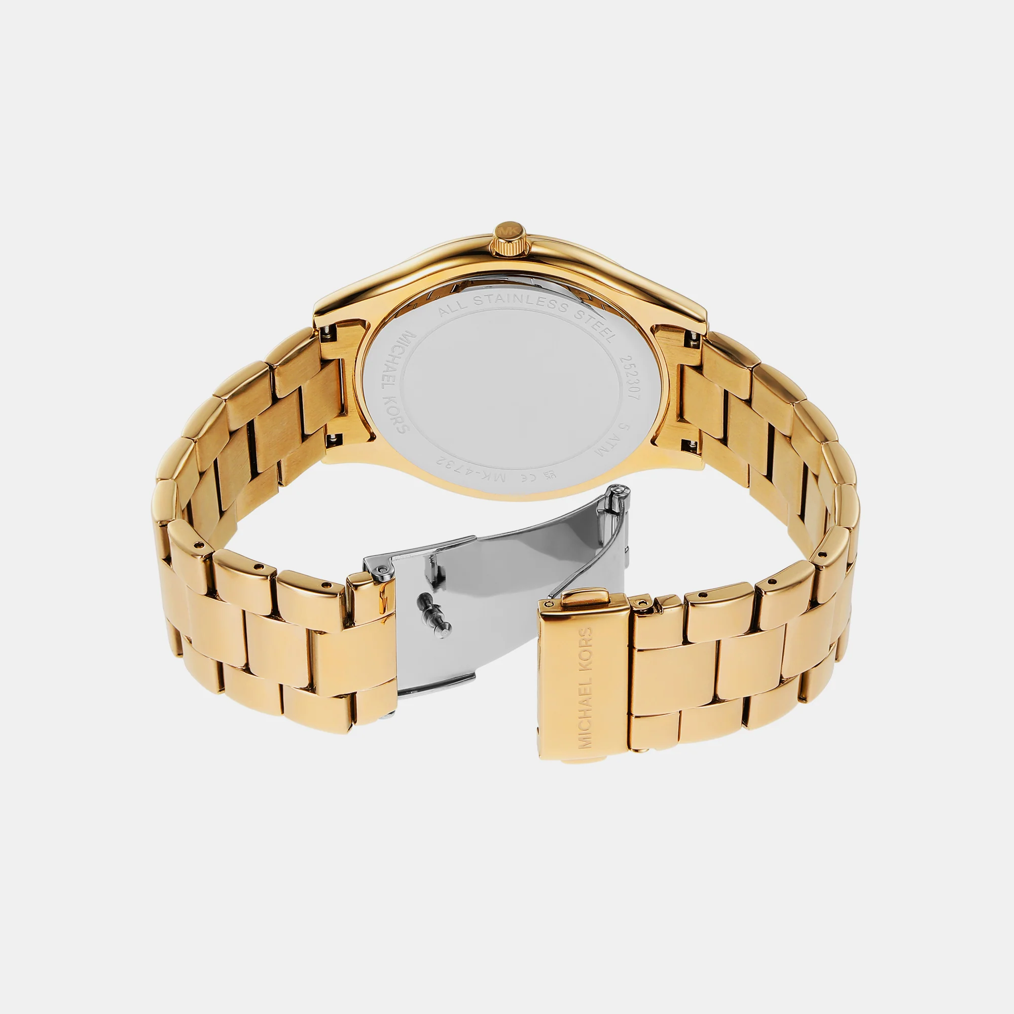 Slim Runway Women Quartz Gold Dial Analog Stainless Steel Watch MK4732 - Image 6