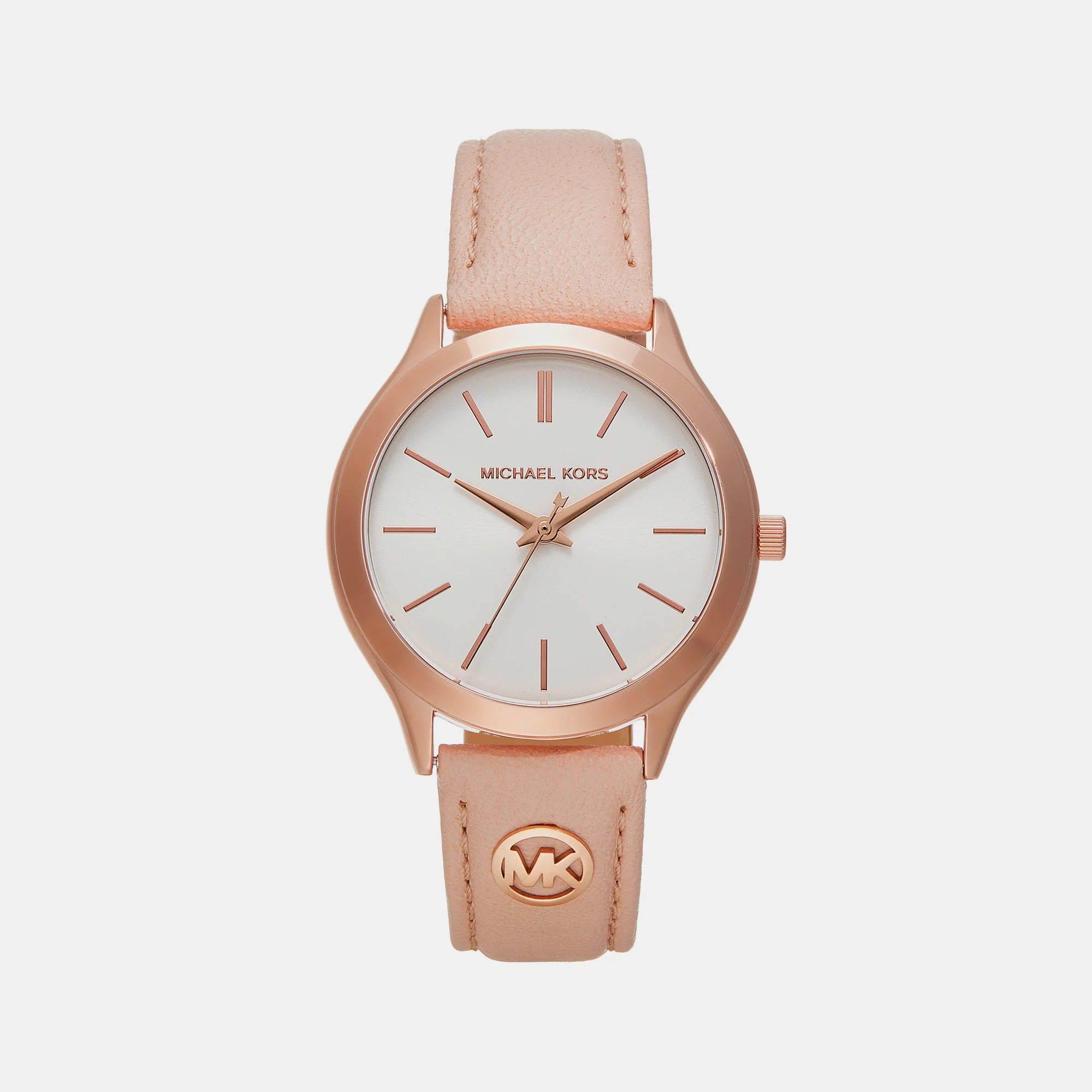 Slim Runway Women Quartz White Dial Analog Leather Watch MK7467
