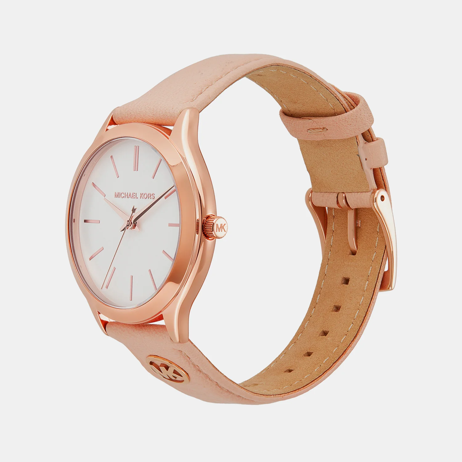 Slim Runway Women Quartz White Dial Analog Leather Watch MK7467 - Image 3