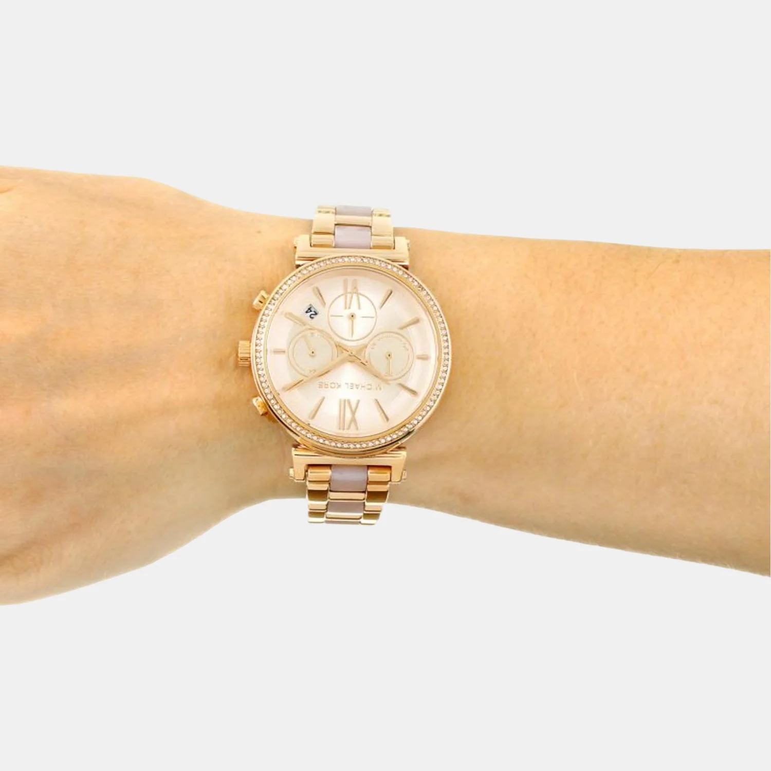 Sofie Women Quartz Rose Gold Dial Chronograph Stainless Steel Watch MK6560 - Image 4