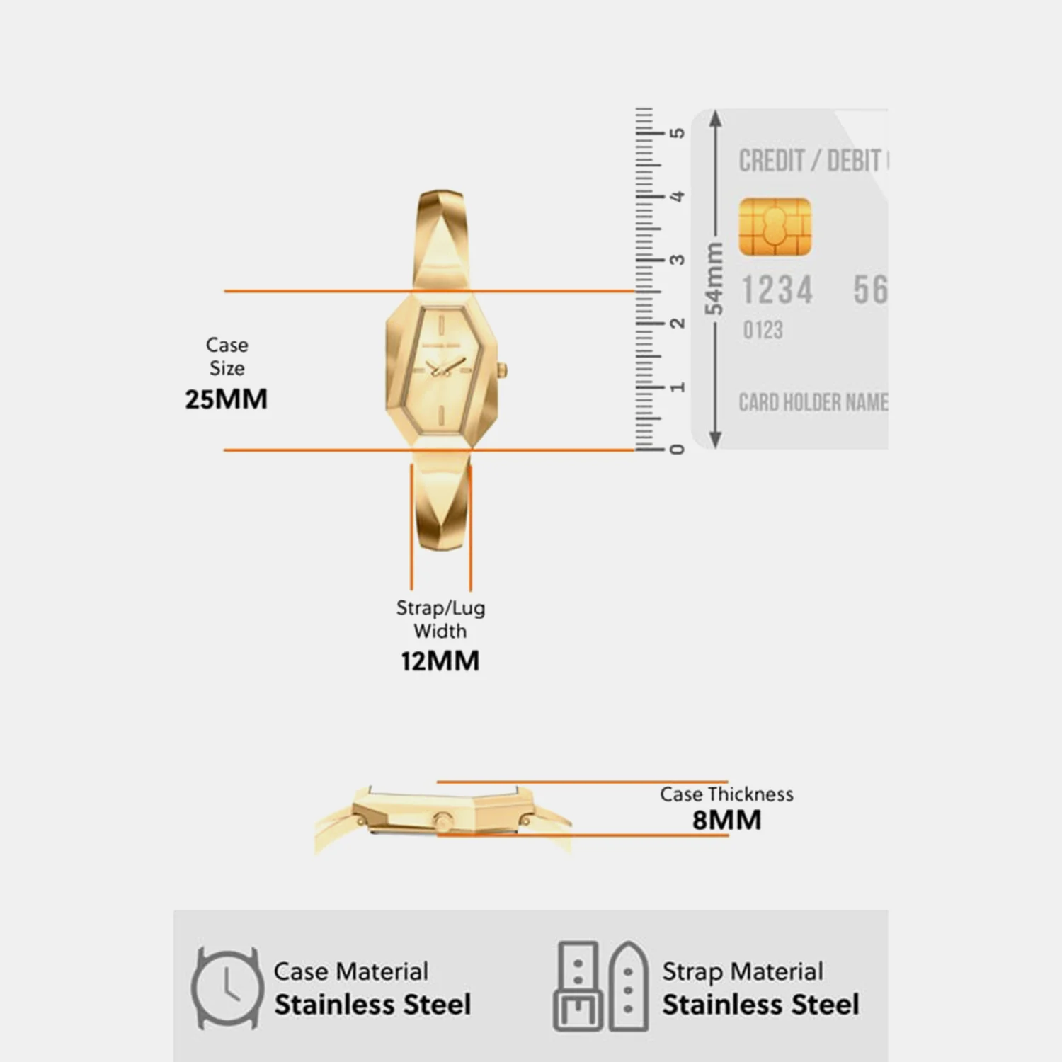 Suri Women Quartz Gold Dial Analog Stainless Steel Watch MK7589 - Image 5