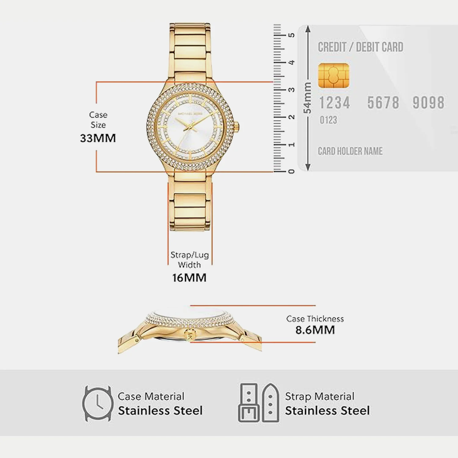 Sylvia Women Quartz White Dial Analog Stainless Steel Watch MK4941 - Image 7