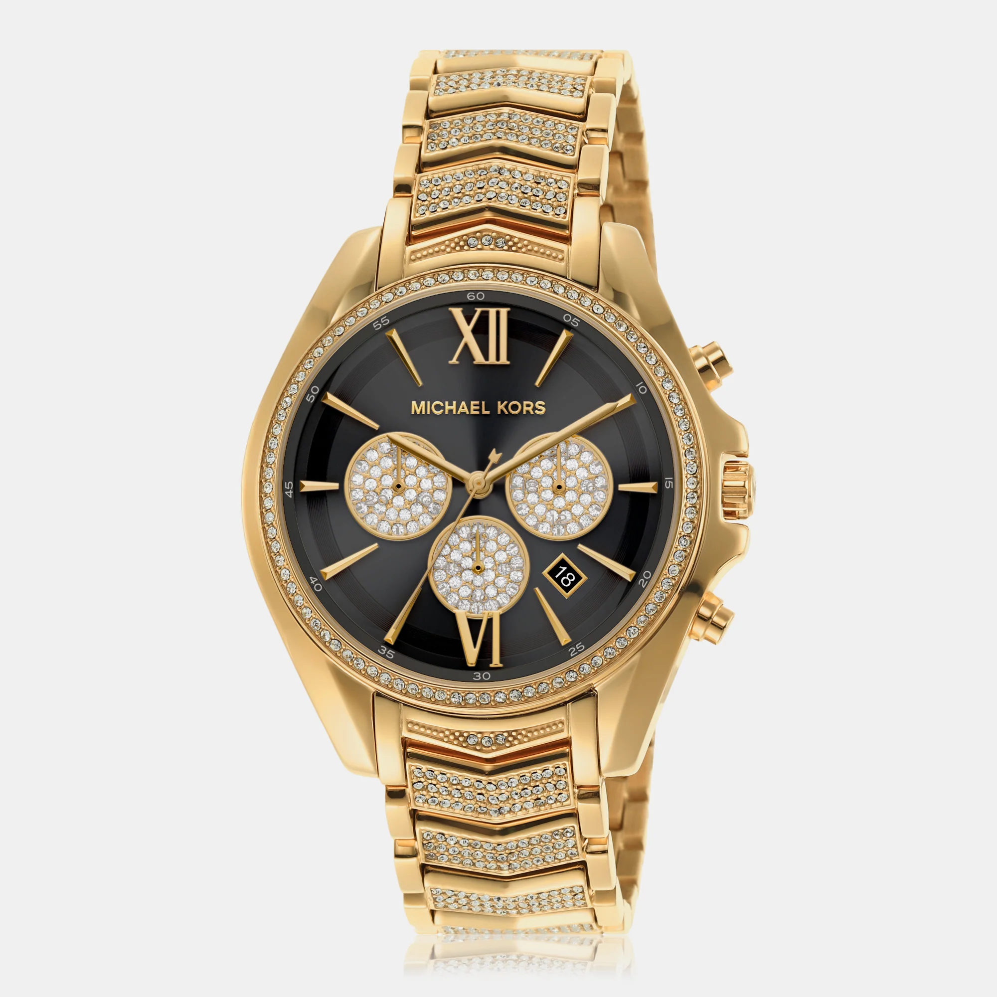 Whitney Women Quartz Black Dial Chronograph Stainless Steel Watch MK7224 - Image 2