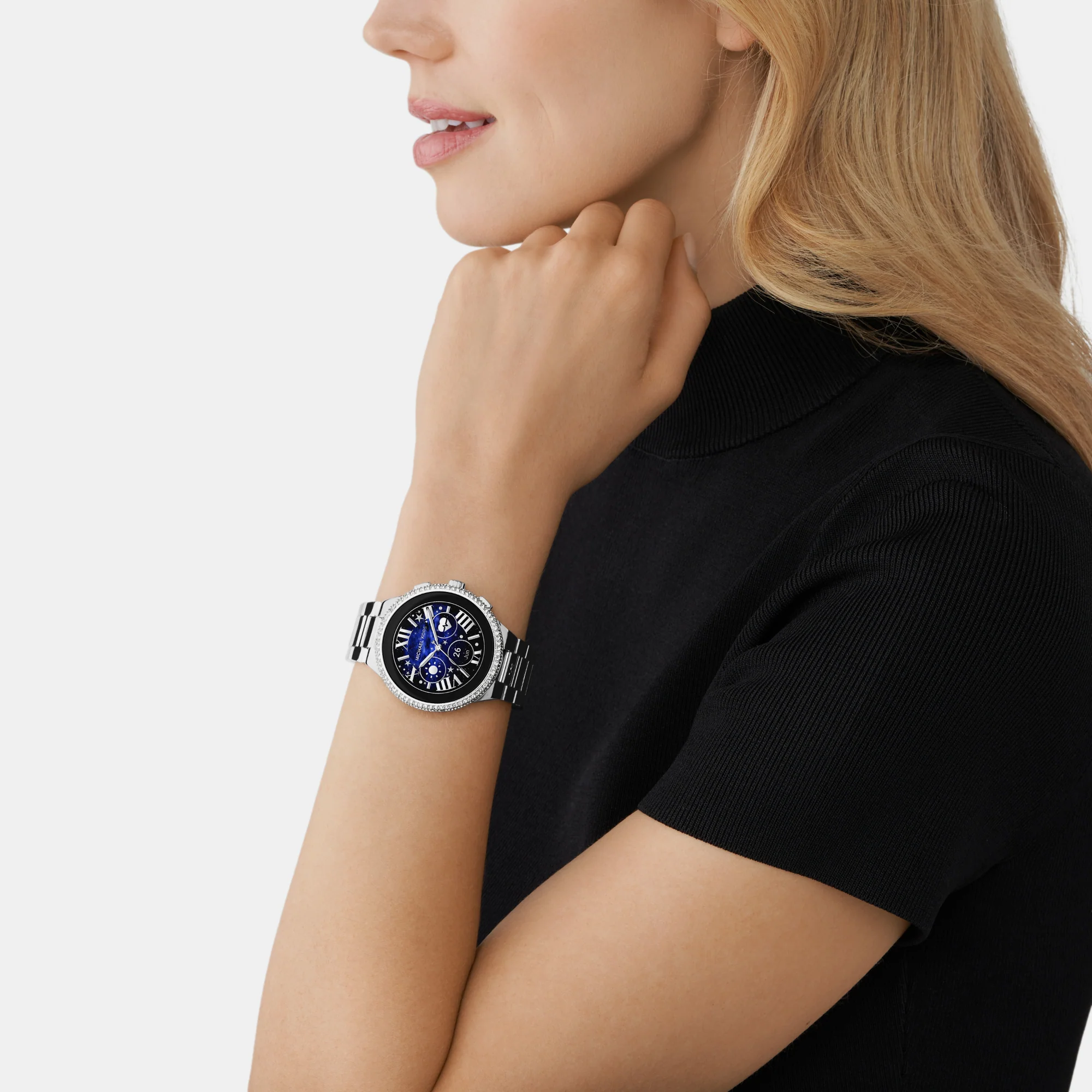 Women Processor Black Dial Digital Stainless Steel Watch MKT5143 - Image 4