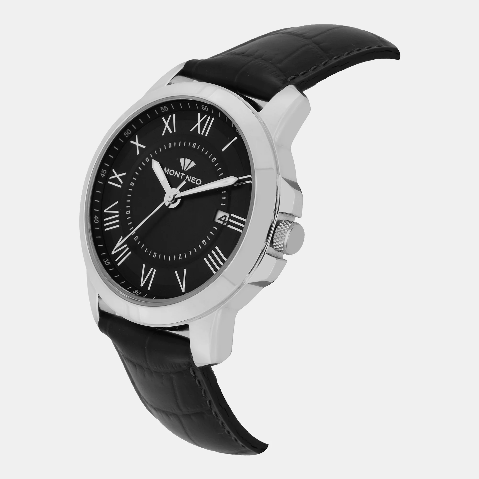 Men Quartz Black Dial Analog Leather Watch 8002E-L1104 - Image 2