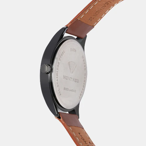 Men Quartz Black Dial Analog Leather Watch 8009D-L4404-02 - Image 4