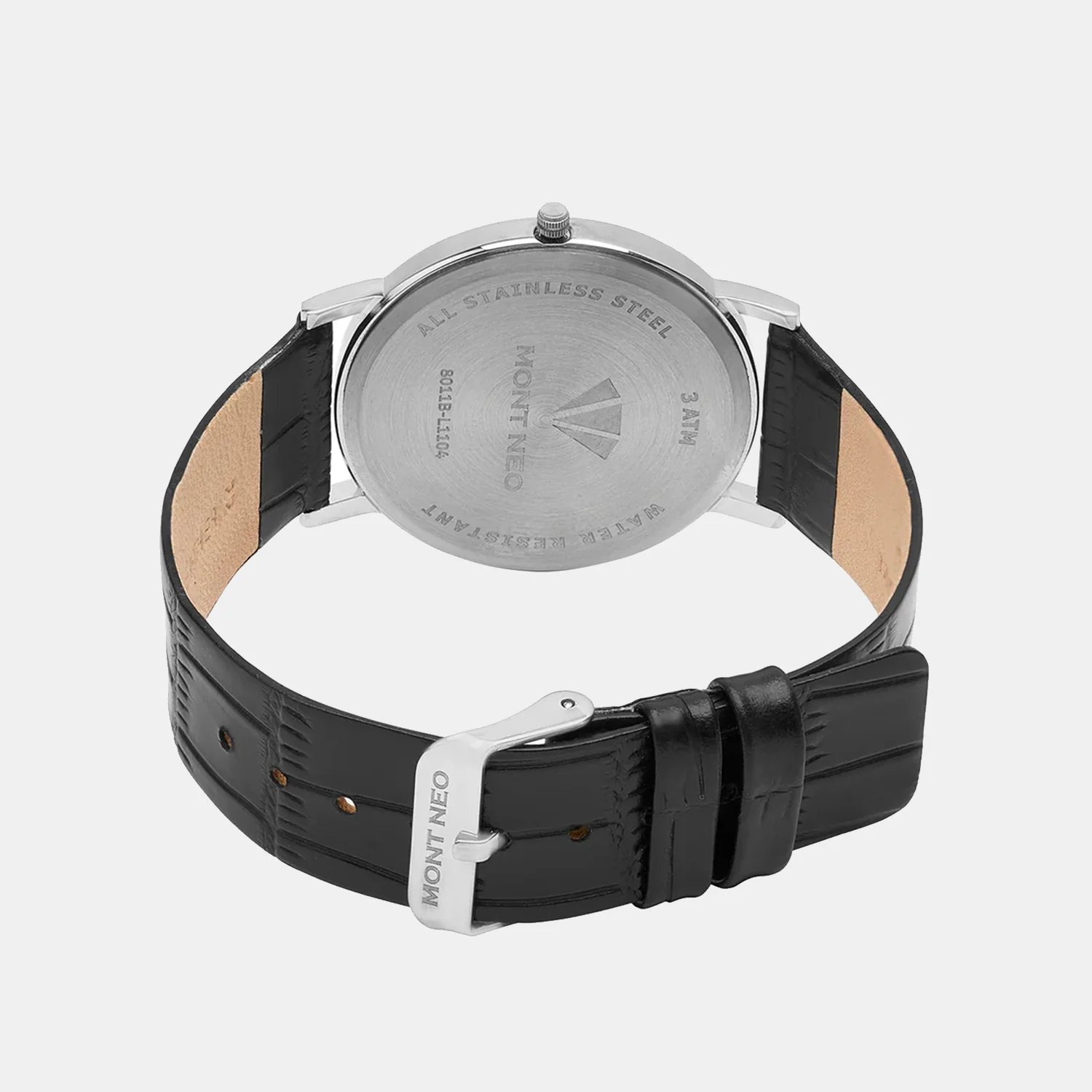 Men Quartz Black Dial Analog Leather Watch 8011B-L1104 - Image 4