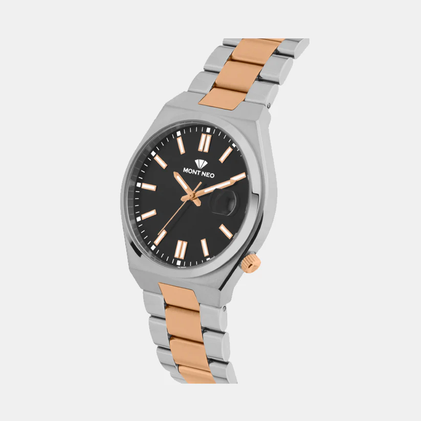 Men Quartz Black Dial Analog Metal Watch 3506E-M1304 - Image 3