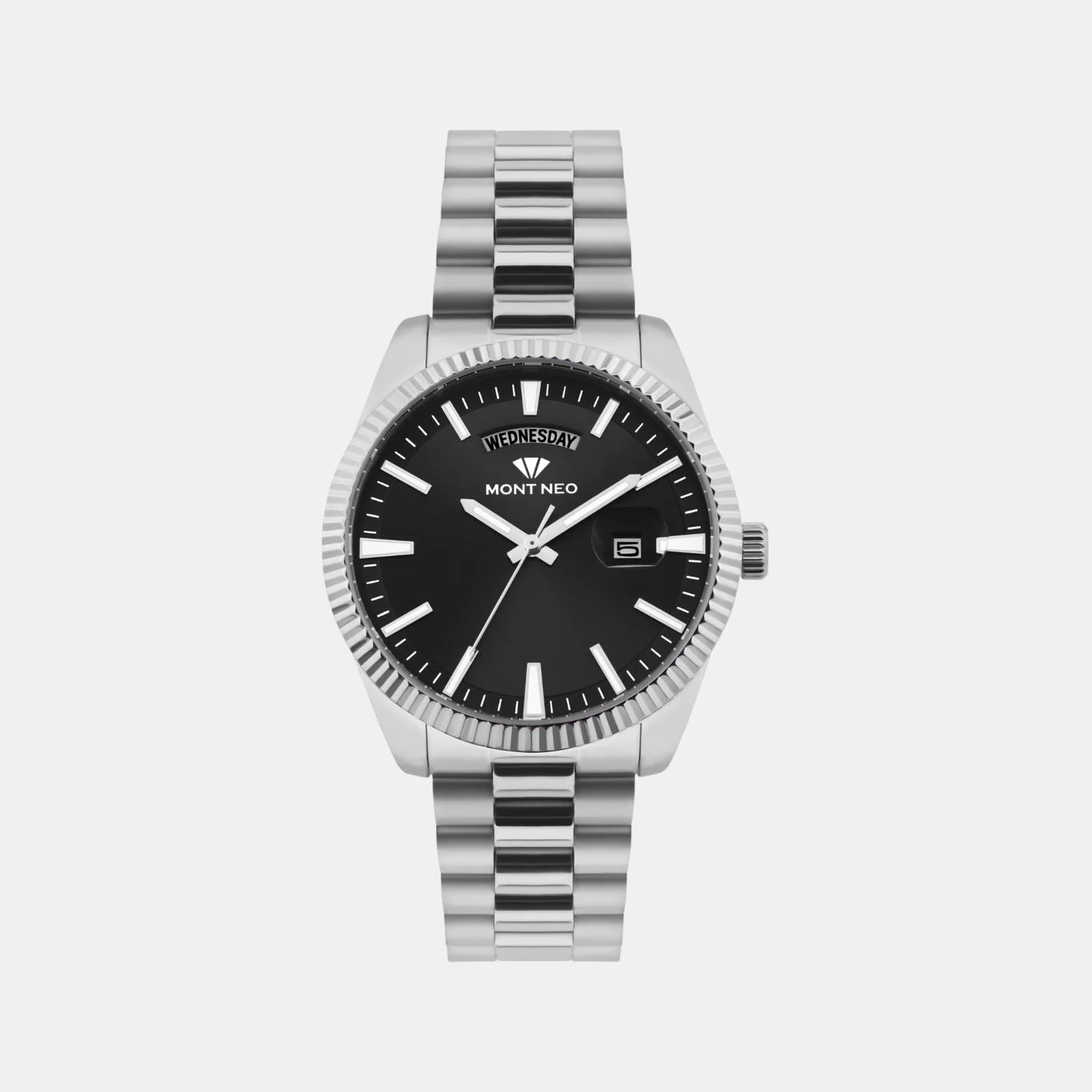 Men Quartz Black Dial Analog Stainless Steel Watch G3505D-M1104 - Image 2