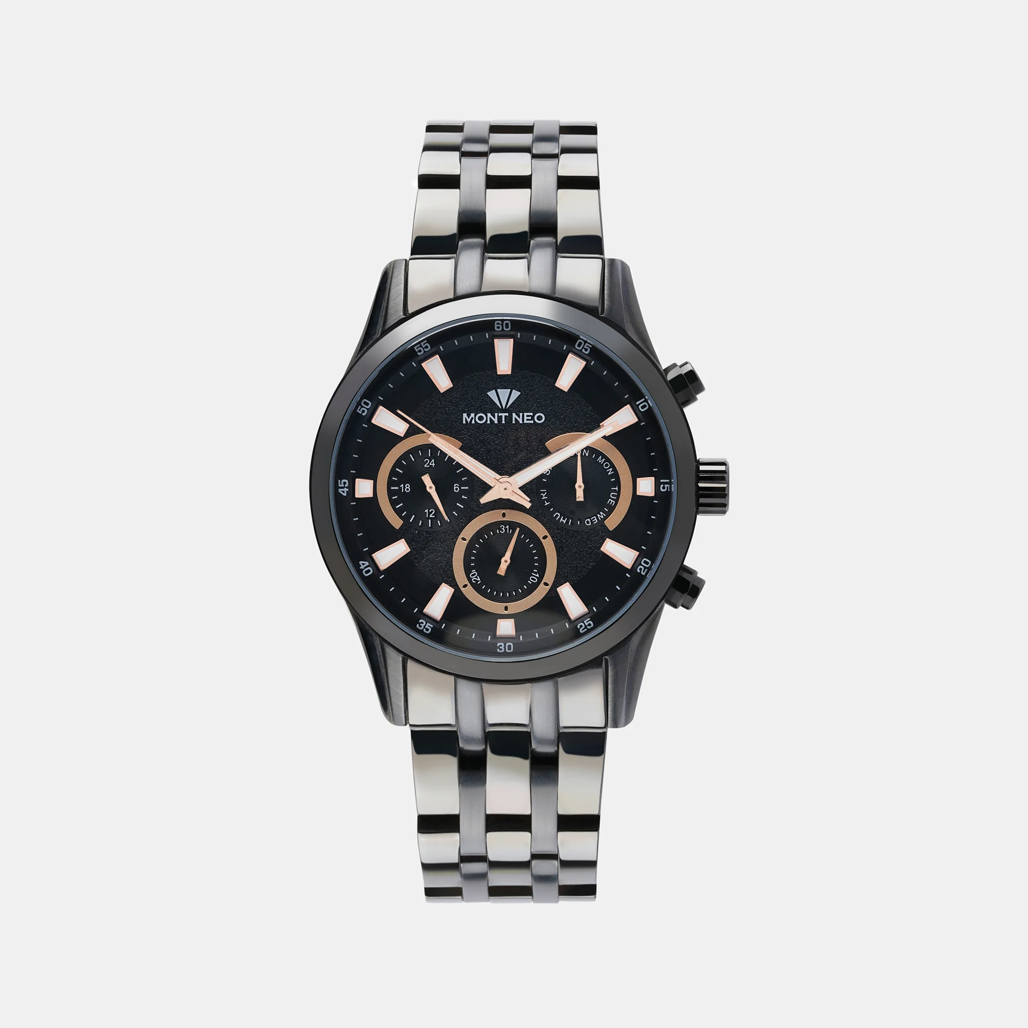 Men Quartz Black Dial Chronograph Stainless Steel Watch 7008C-M4404