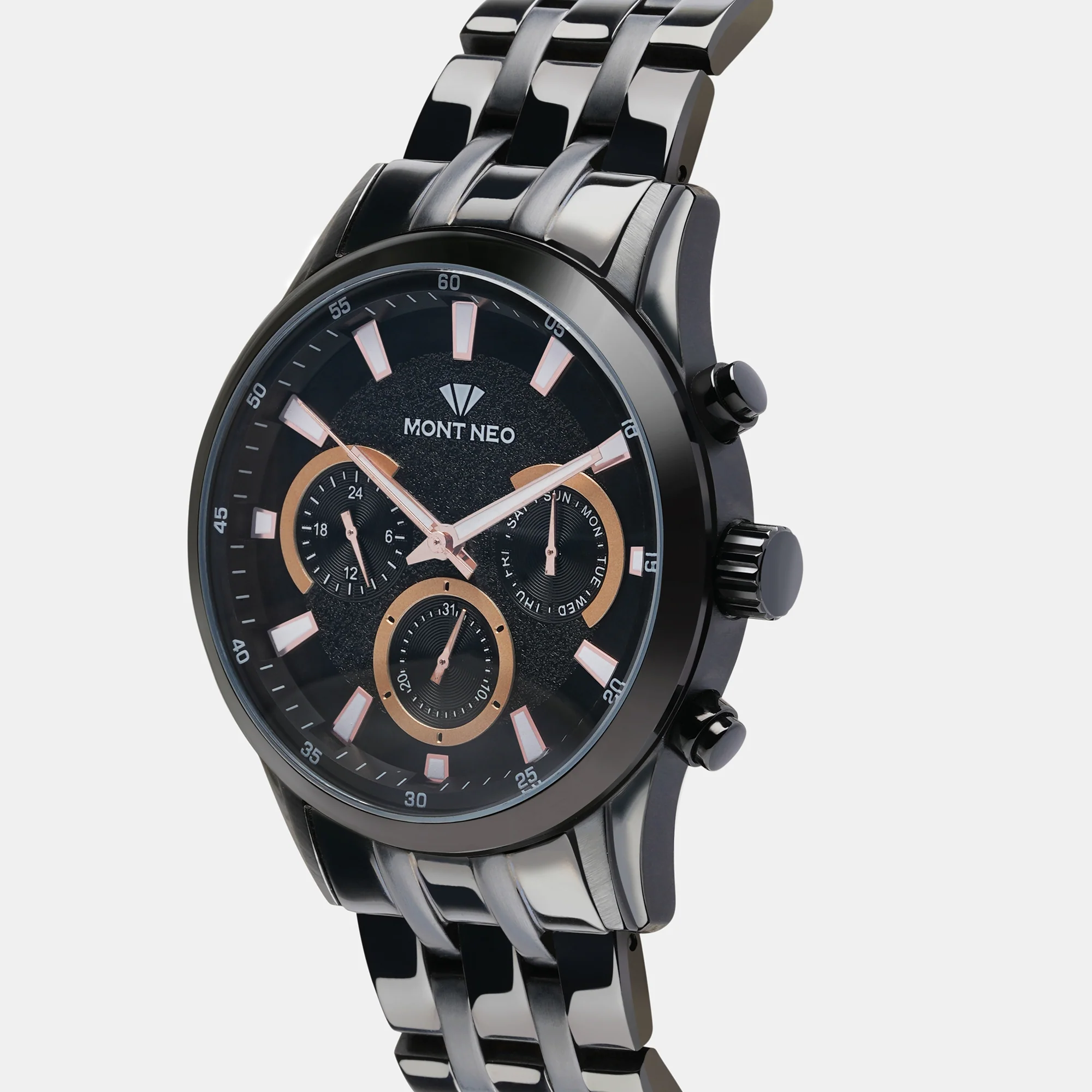 Men Quartz Black Dial Chronograph Stainless Steel Watch 7008C-M4404 - Image 2