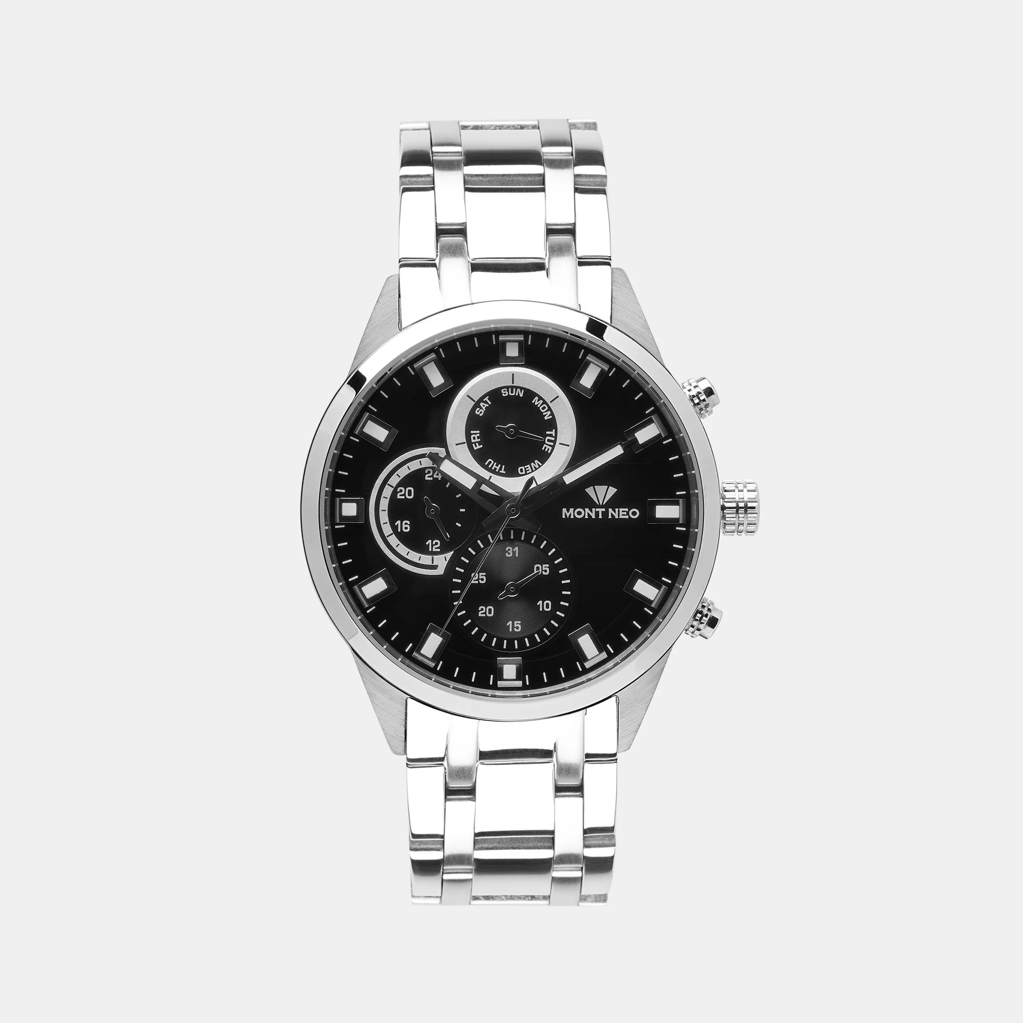 Men Quartz Black Dial Chronograph Stainless Steel Watch 7013C-M1104 - Image 2