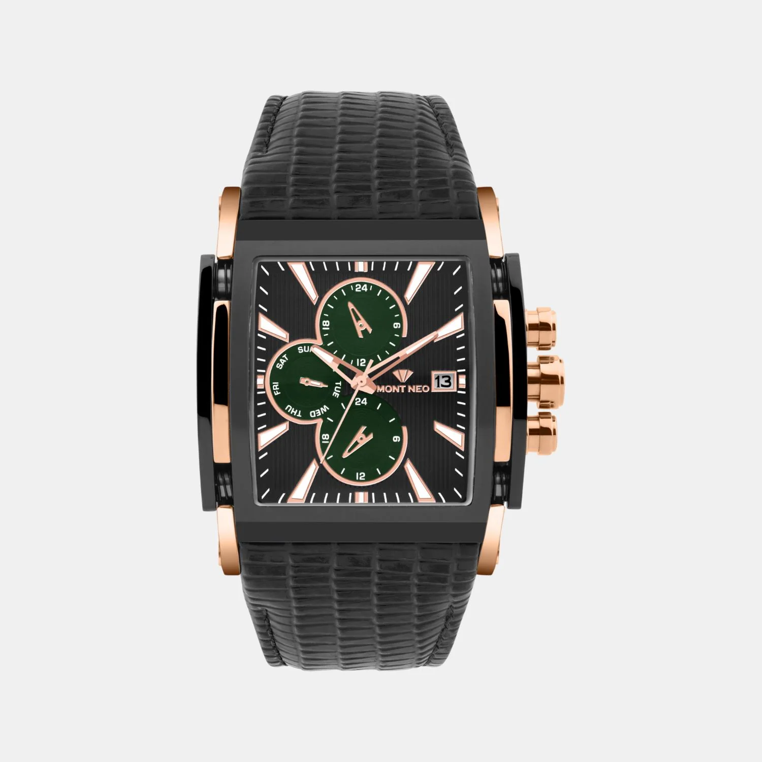Men Quartz Black Dial Multi-Function Leather Watch G1057M-L3404 - Image 2