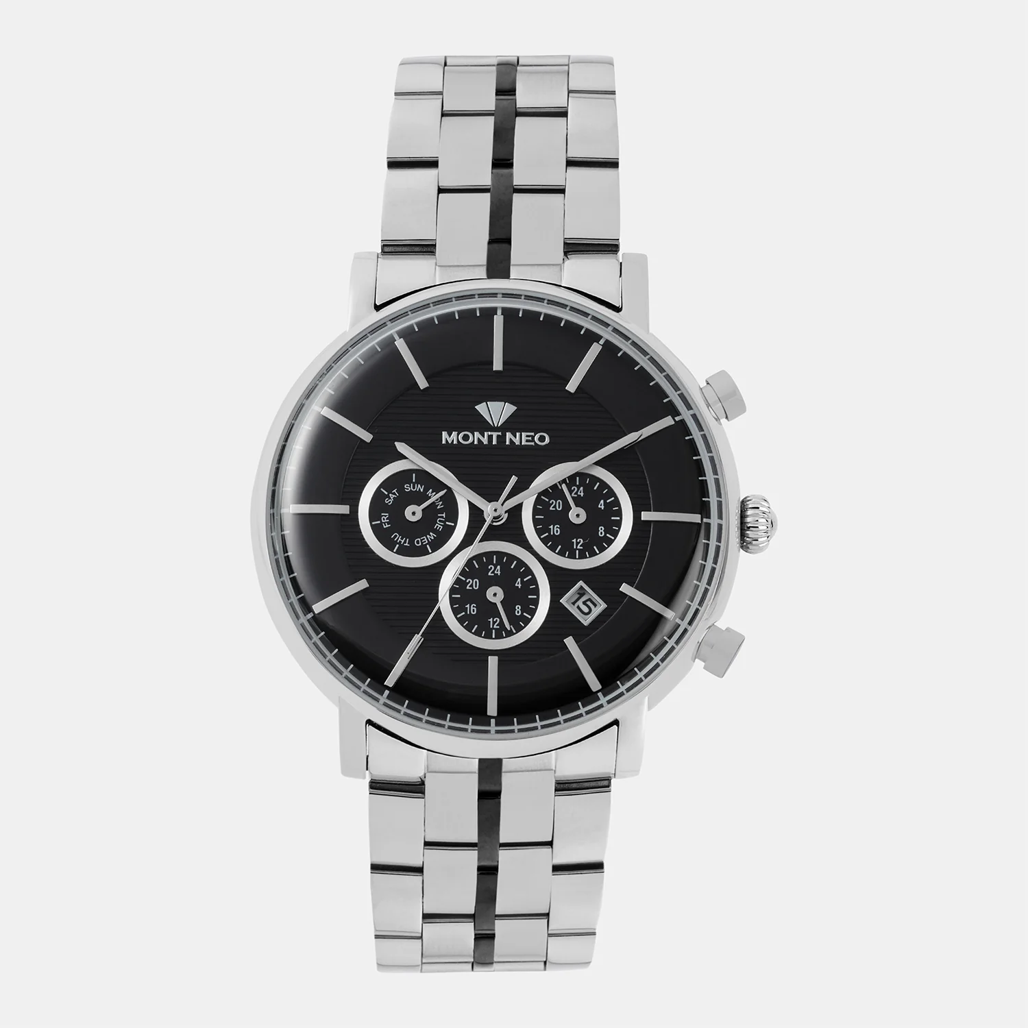 Men Quartz Black Dial Multi-Function Metal Watch 1055C-M1404 - Image 2