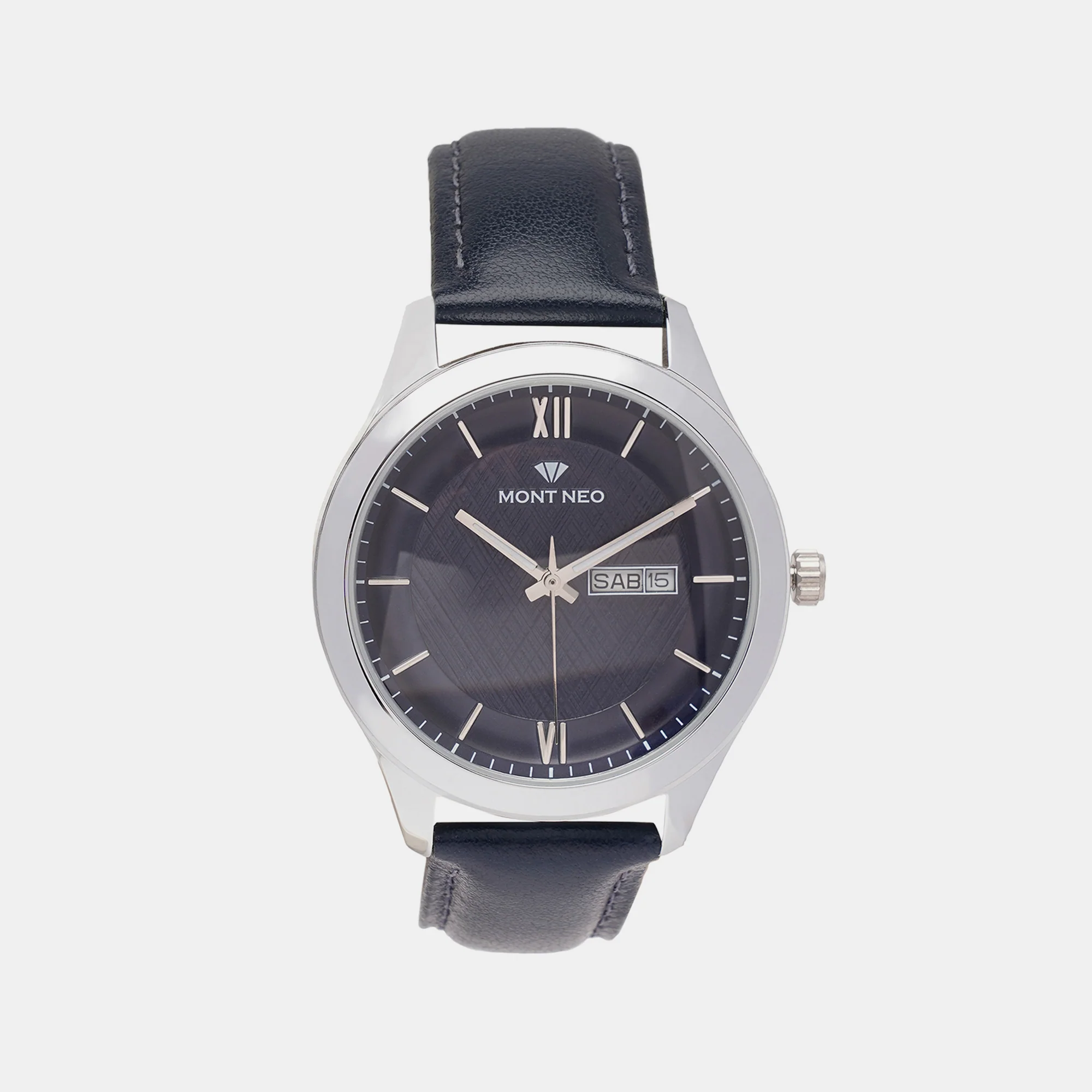 Men Quartz Blue Dial Analog Leather Watch 8009D-L1105 - Image 2