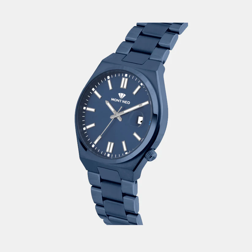 Men Quartz Blue Dial Analog Metal Watch 3506E-M5505 - Image 3