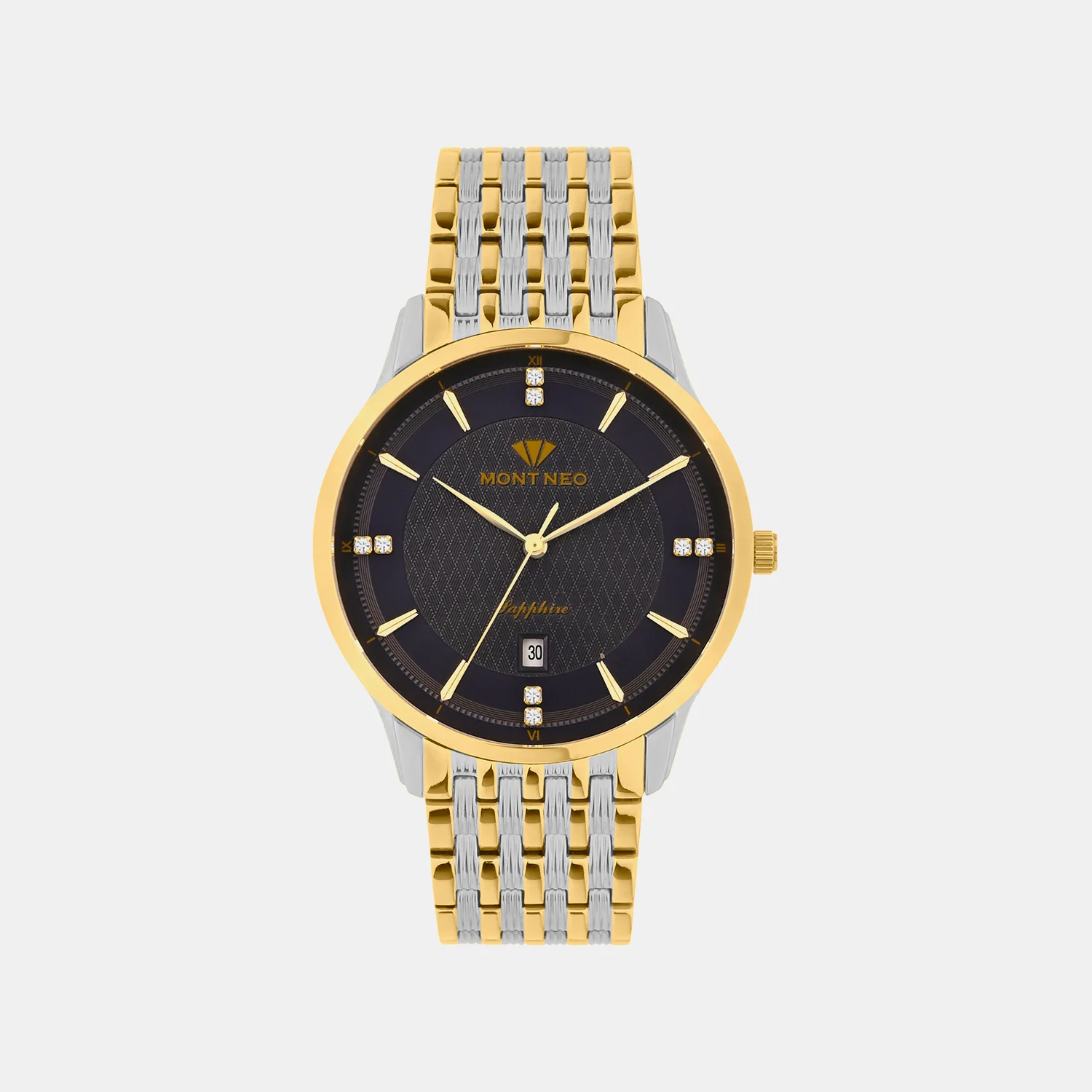 Men Quartz Blue Dial Analog Metal Watch 8502E-M1205