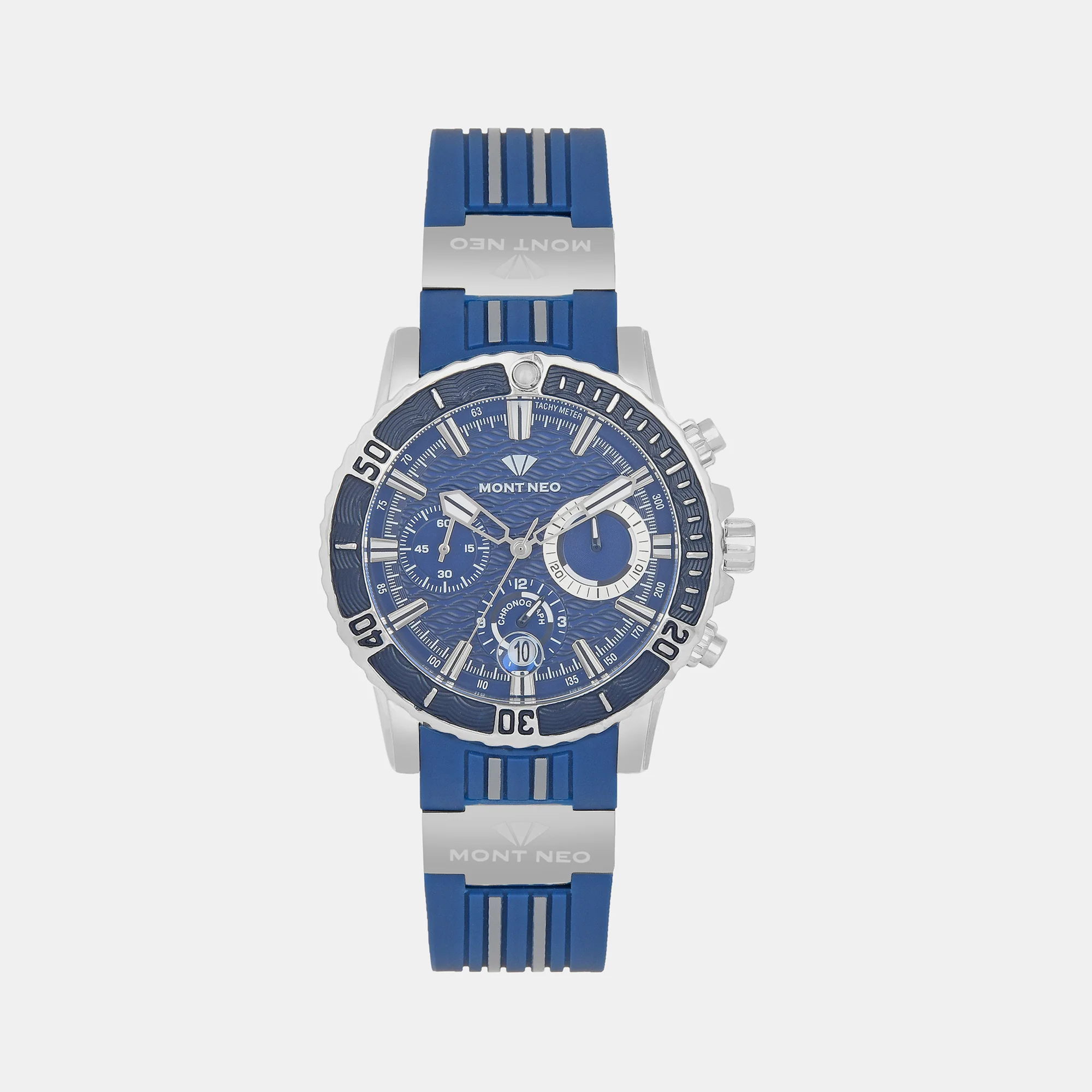 Men Quartz Blue Dial Chronograph Stainless Steel Watch 3504C-P1505 - Image 2