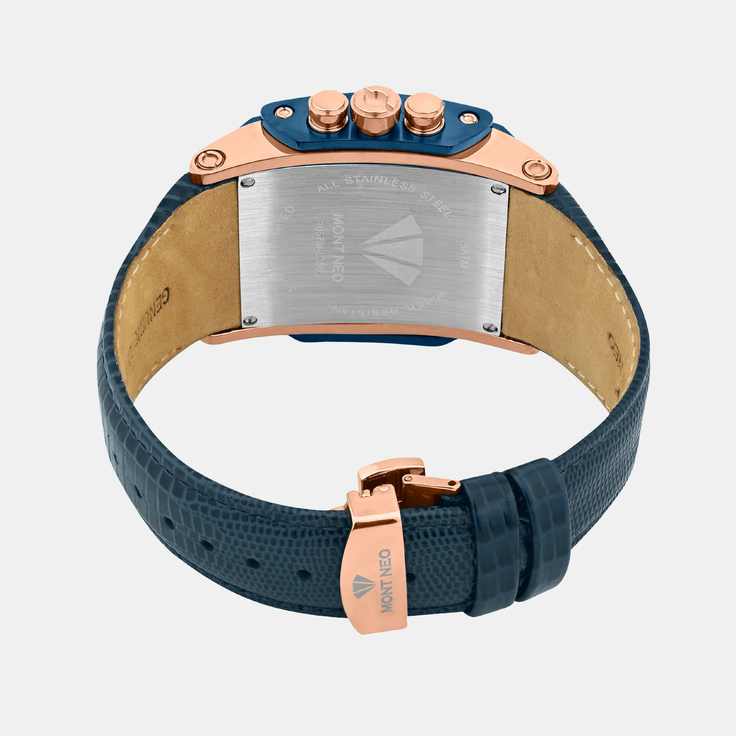 Men Quartz Blue Dial Multi-Function Leather Watch 1057M-L3505 - Image 5