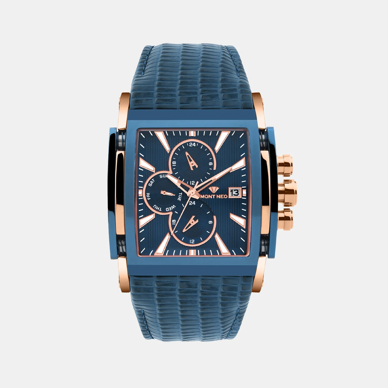 Men Quartz Blue Dial Multi-Function Leather Watch G1057M-L3505 - Image 2