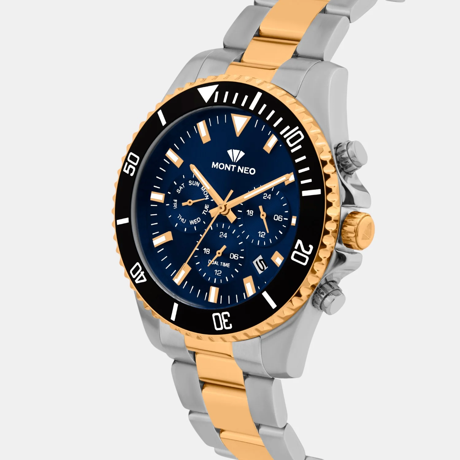 Men Quartz Blue Dial Multi-Function Stainless Steel Watch 3508M-M1305 - Image 2