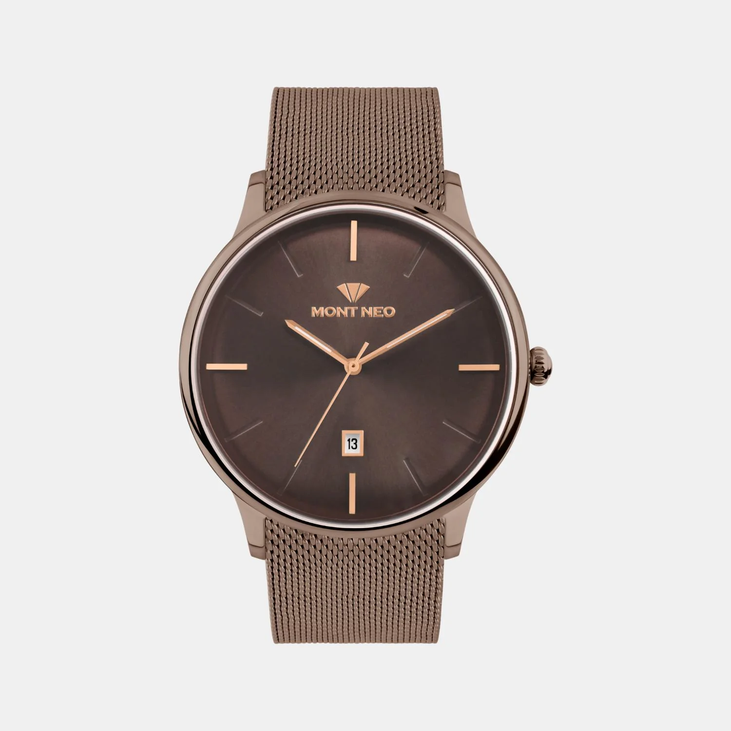 Men Quartz Brown Dial Analog Mesh Watch G1052E-B6606 - Image 2