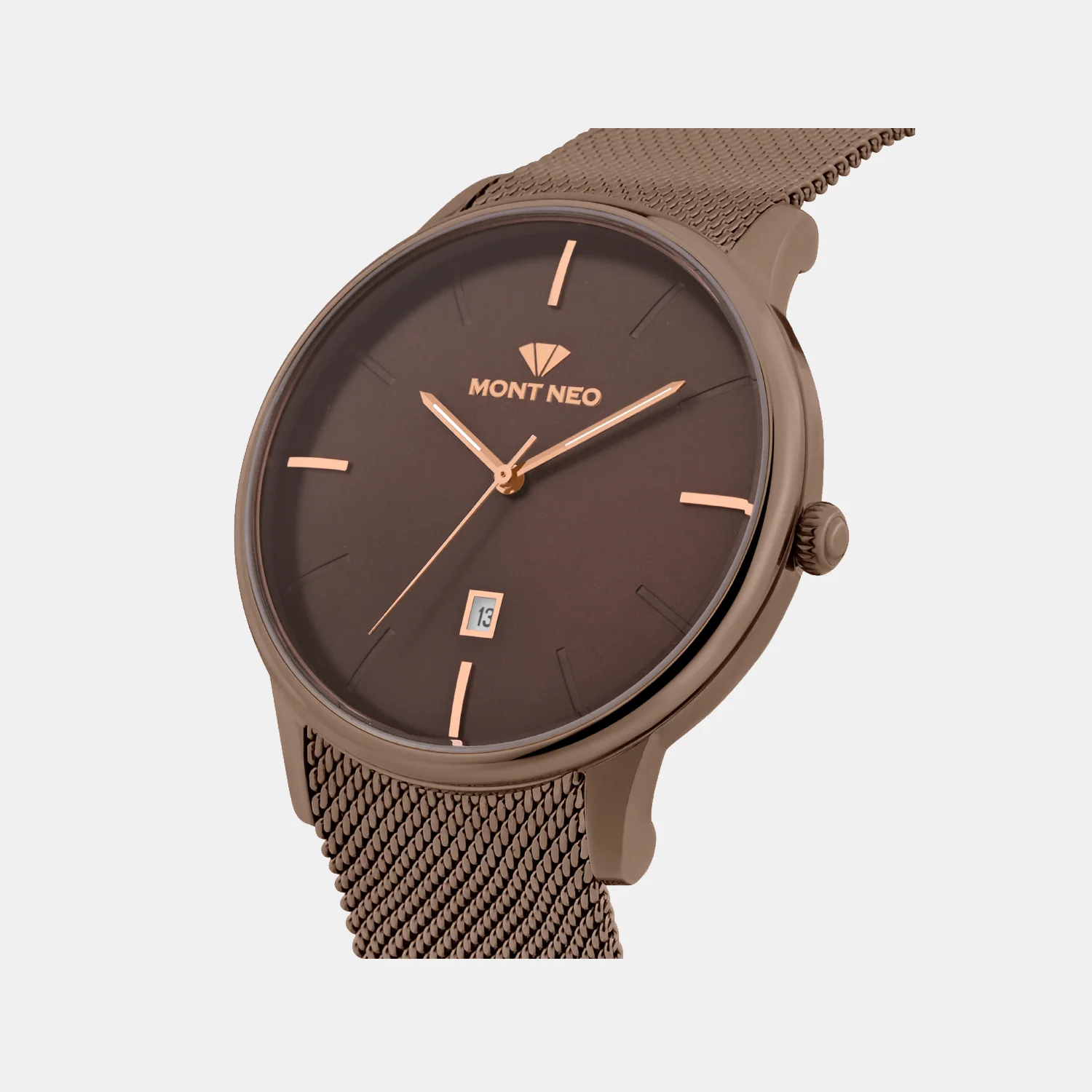 Men Quartz Brown Dial Analog Mesh Watch G1052E-B6606 - Image 3