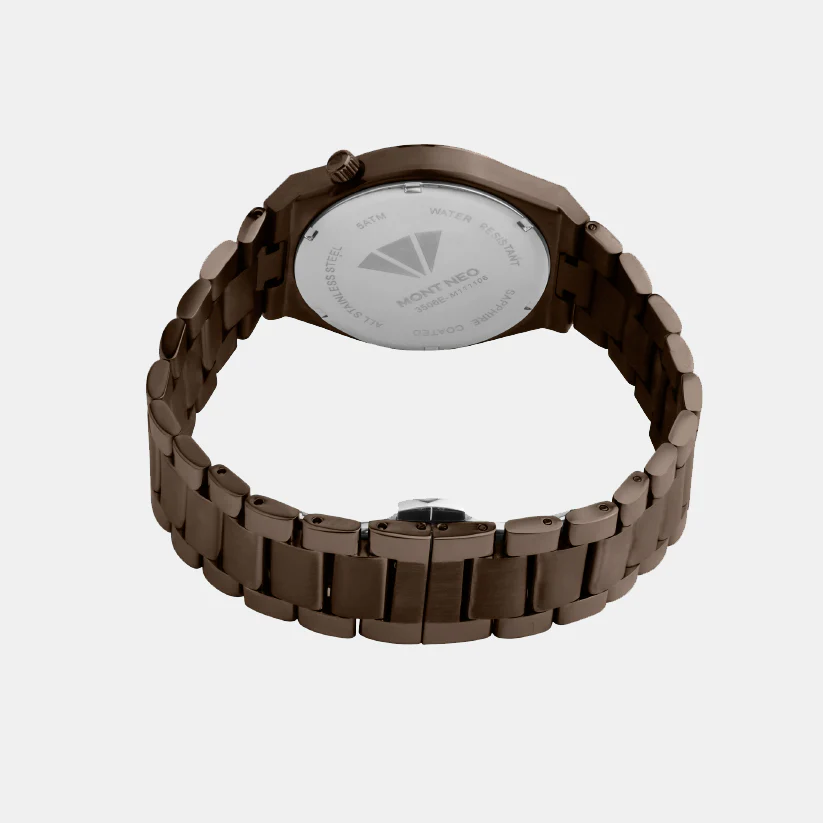 Men Quartz Brown Dial Analog Metal Watch 3506E-M111106 - Image 5