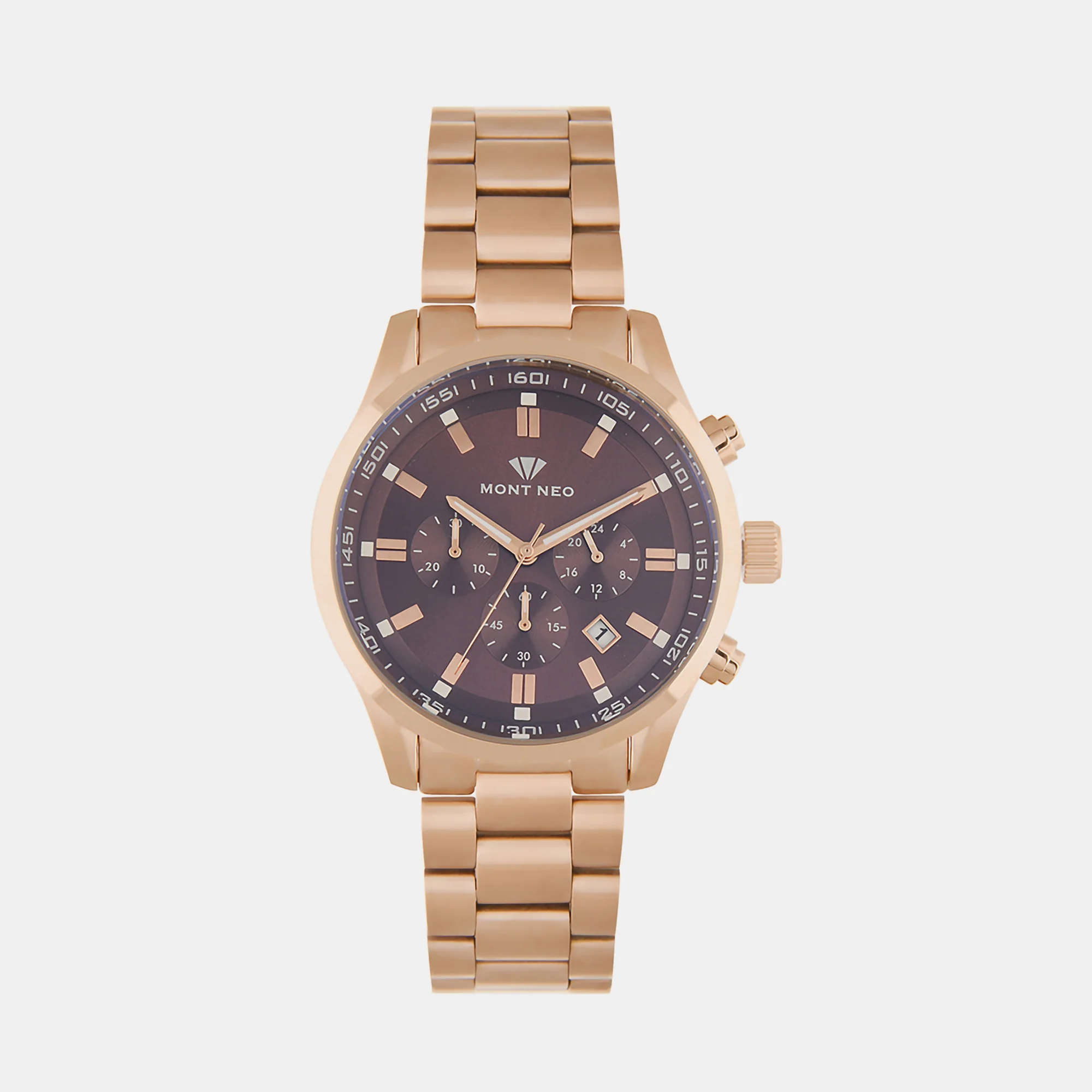 Men Quartz Brown Dial Chronograph Stainless Steel Watch 1032C-M3306