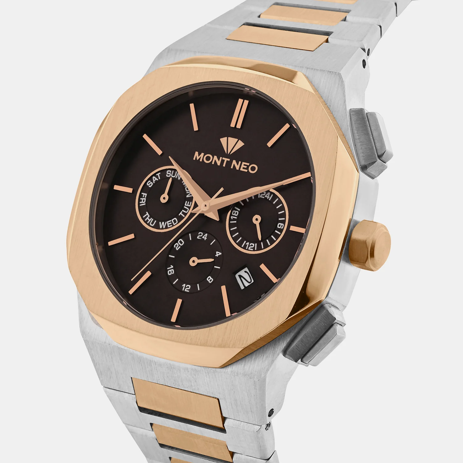 Men Quartz Brown Dial Multi-Function Metal Watch 1054M-M1306 - Image 2
