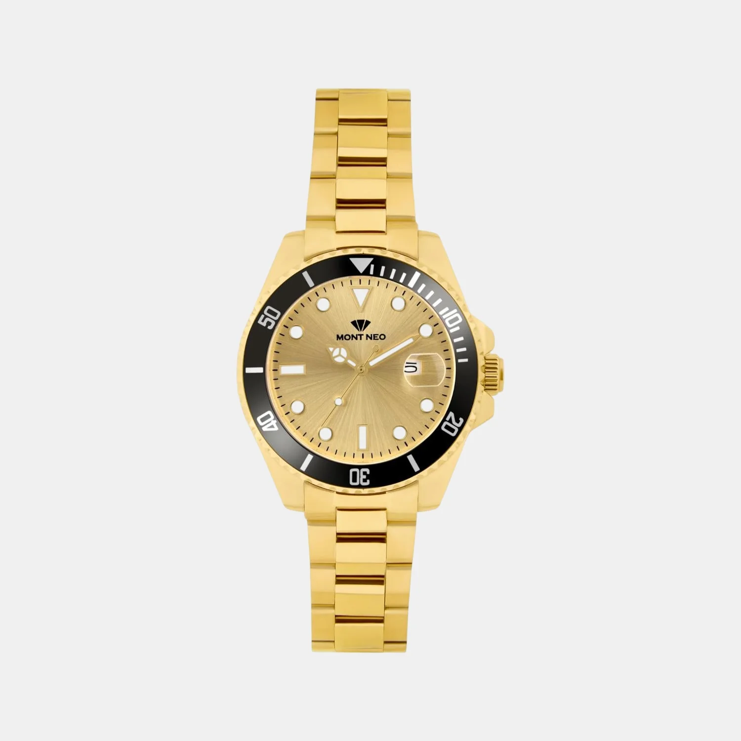 Men Quartz Champagne Dial Analog Metal Watch 3507E-M2208