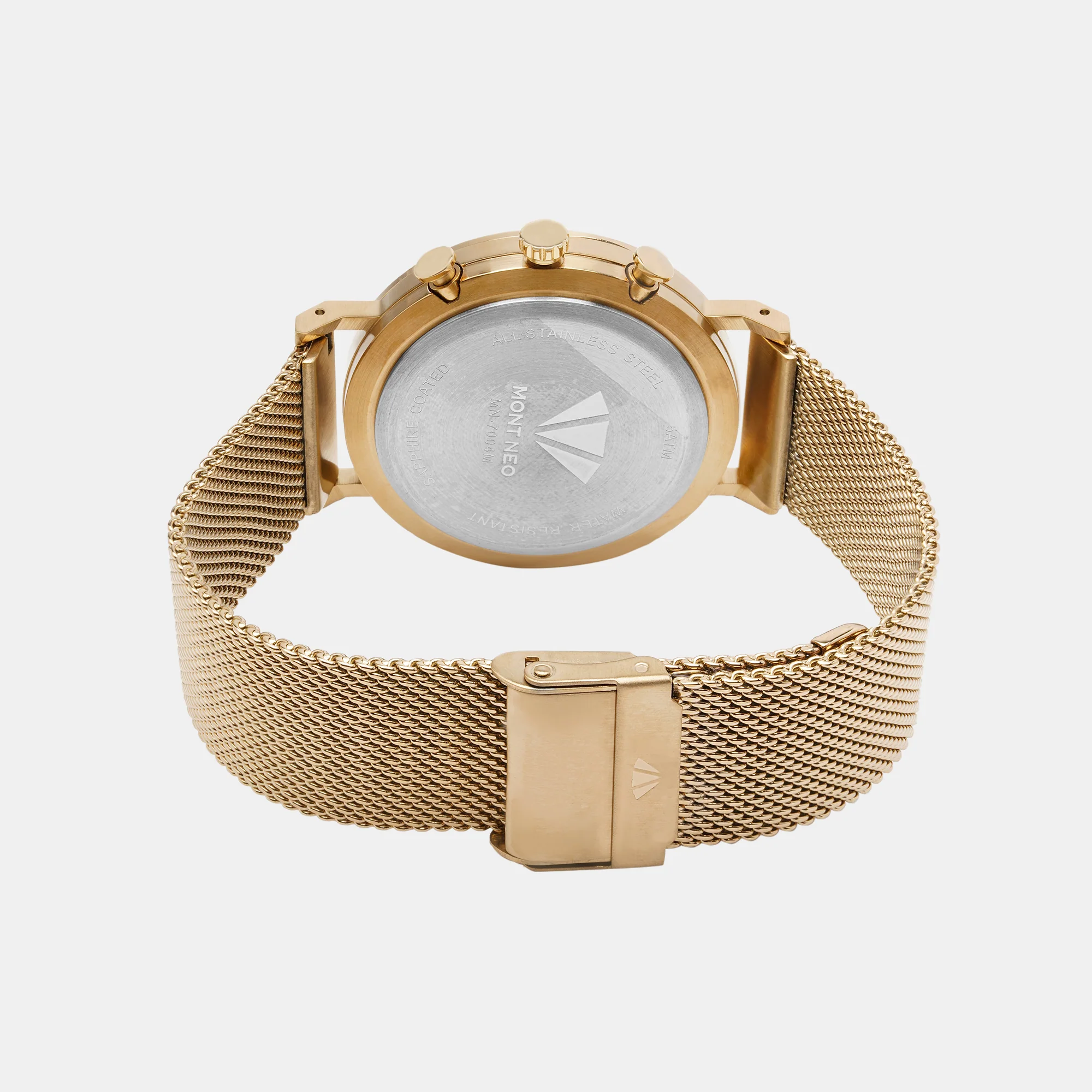 Men Quartz Gold Dial Chronograph Mesh Watch 7004M-B2208 - Image 5