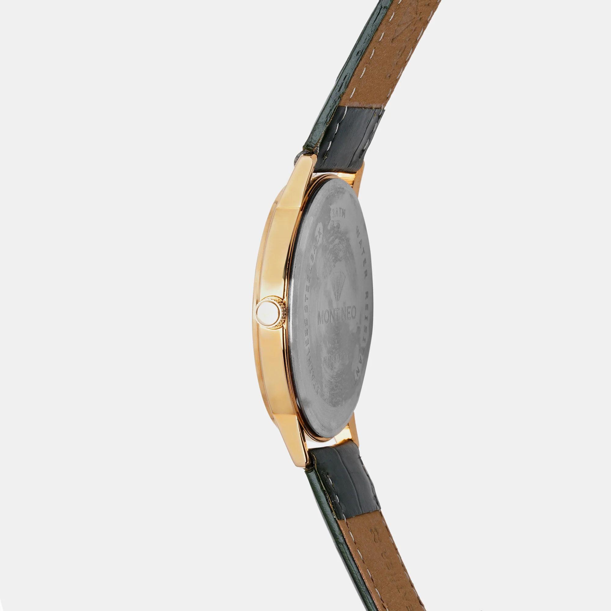 Men Quartz Green Dial Analog Leather Watch 8003T-L3314 - Image 4