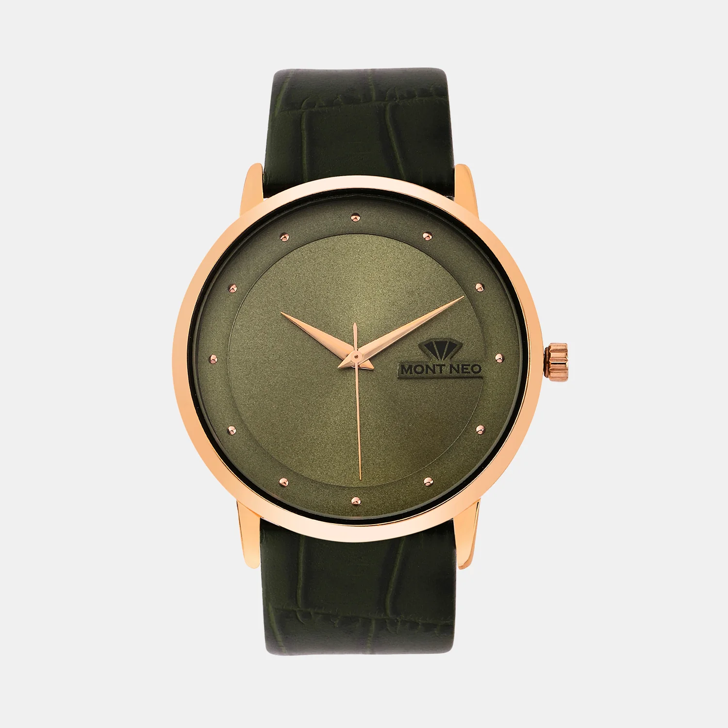 Men Quartz Green Dial Analog Leather Watch 8004T-L3314 - Image 2