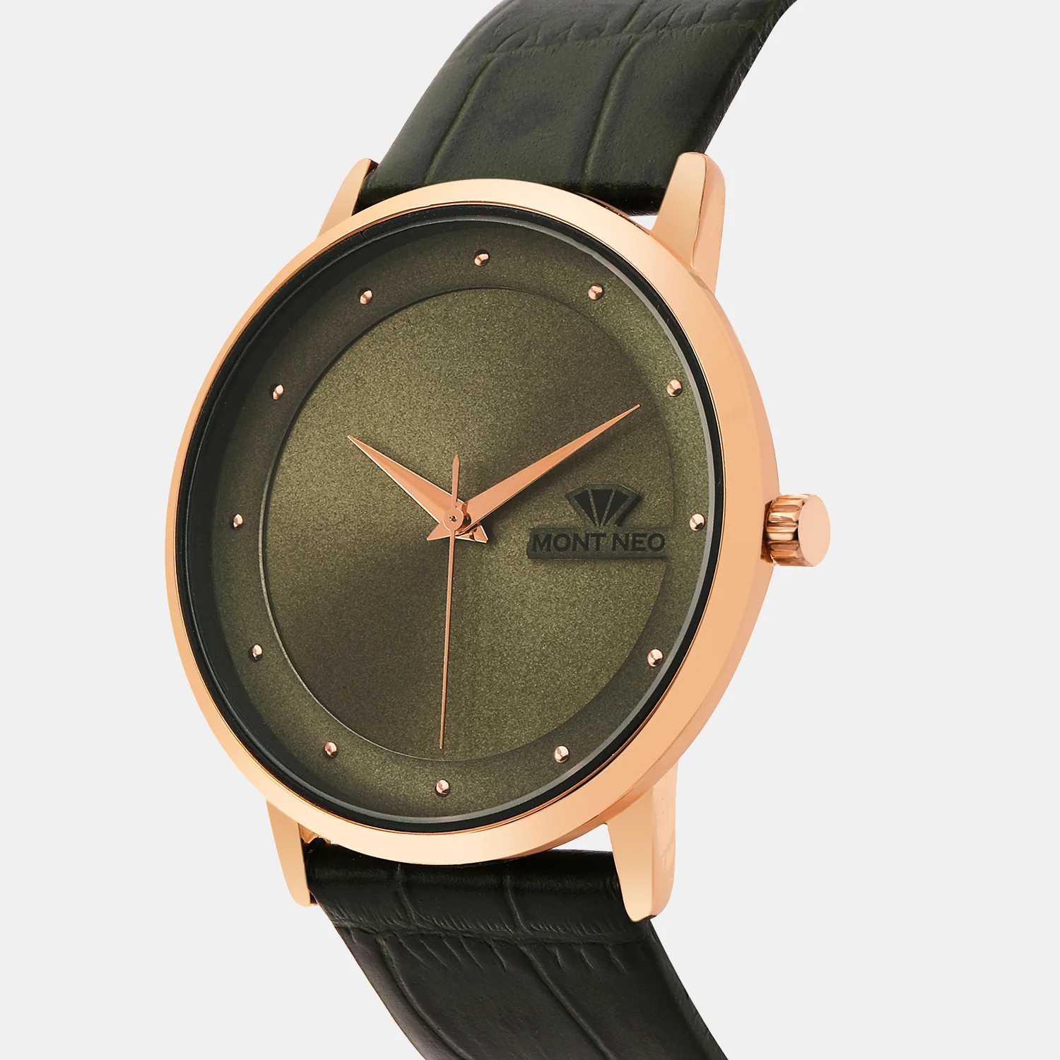 Men Quartz Green Dial Analog Leather Watch 8004T-L3314 - Image 3