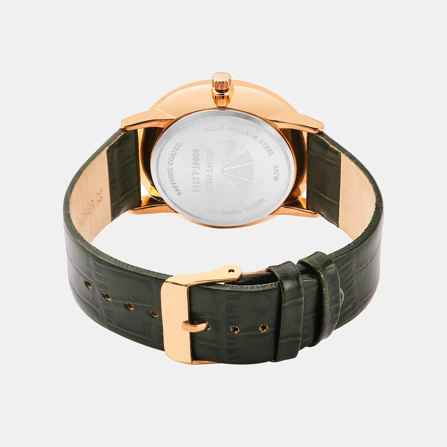 Men Quartz Green Dial Analog Leather Watch 8004T-L3314 - Image 5