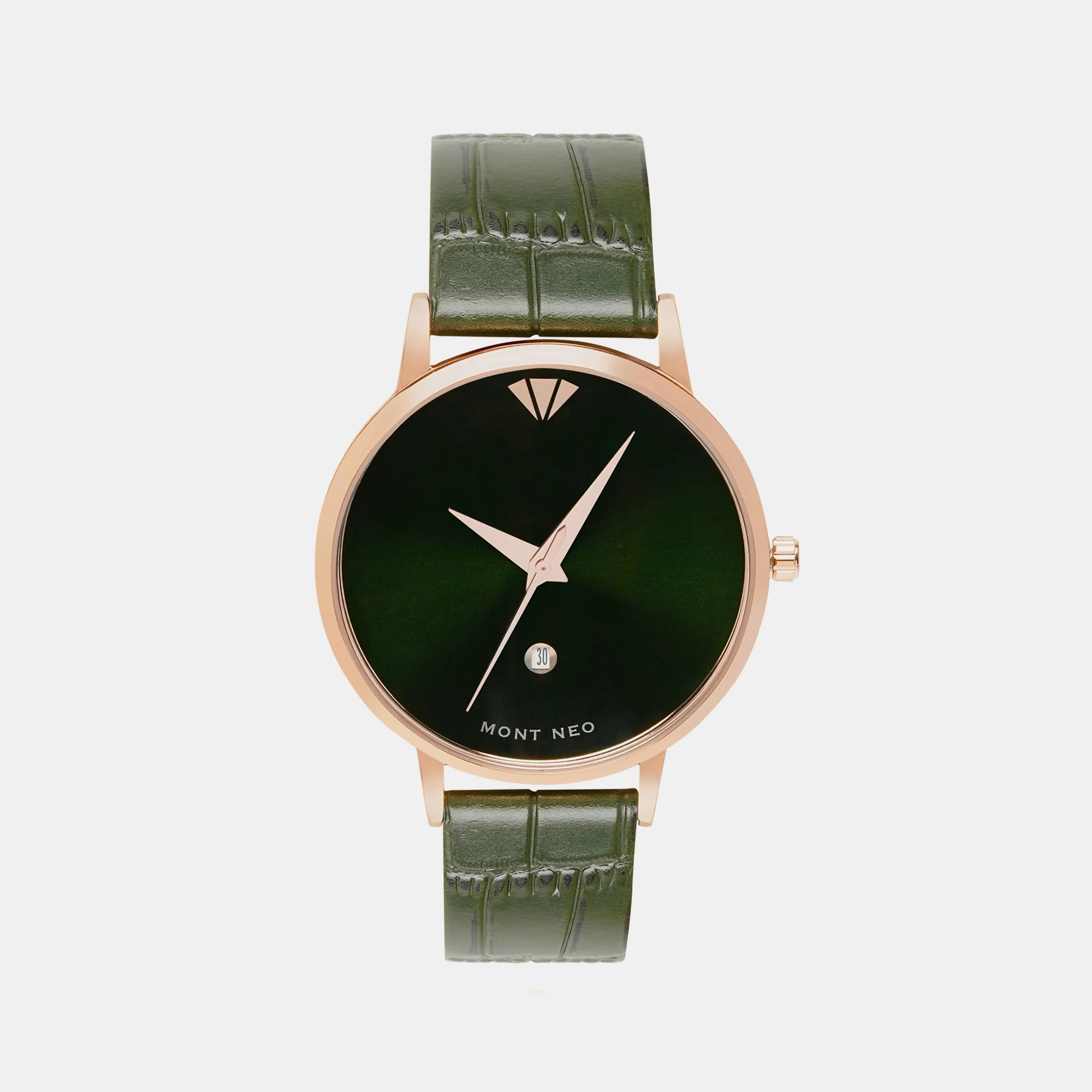 Men Quartz Green Dial Analog Leather Watch G1034E-L3314 - Image 2