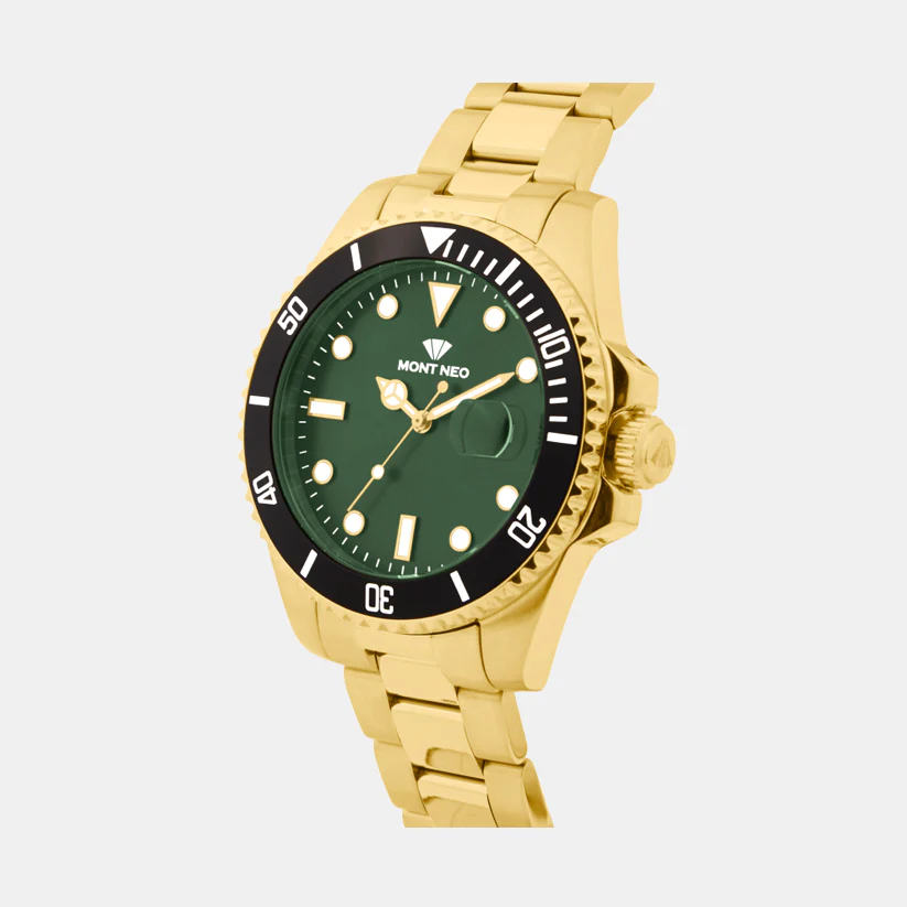 Men Quartz Green Dial Analog Metal Watch 3507E-M2214 - Image 3