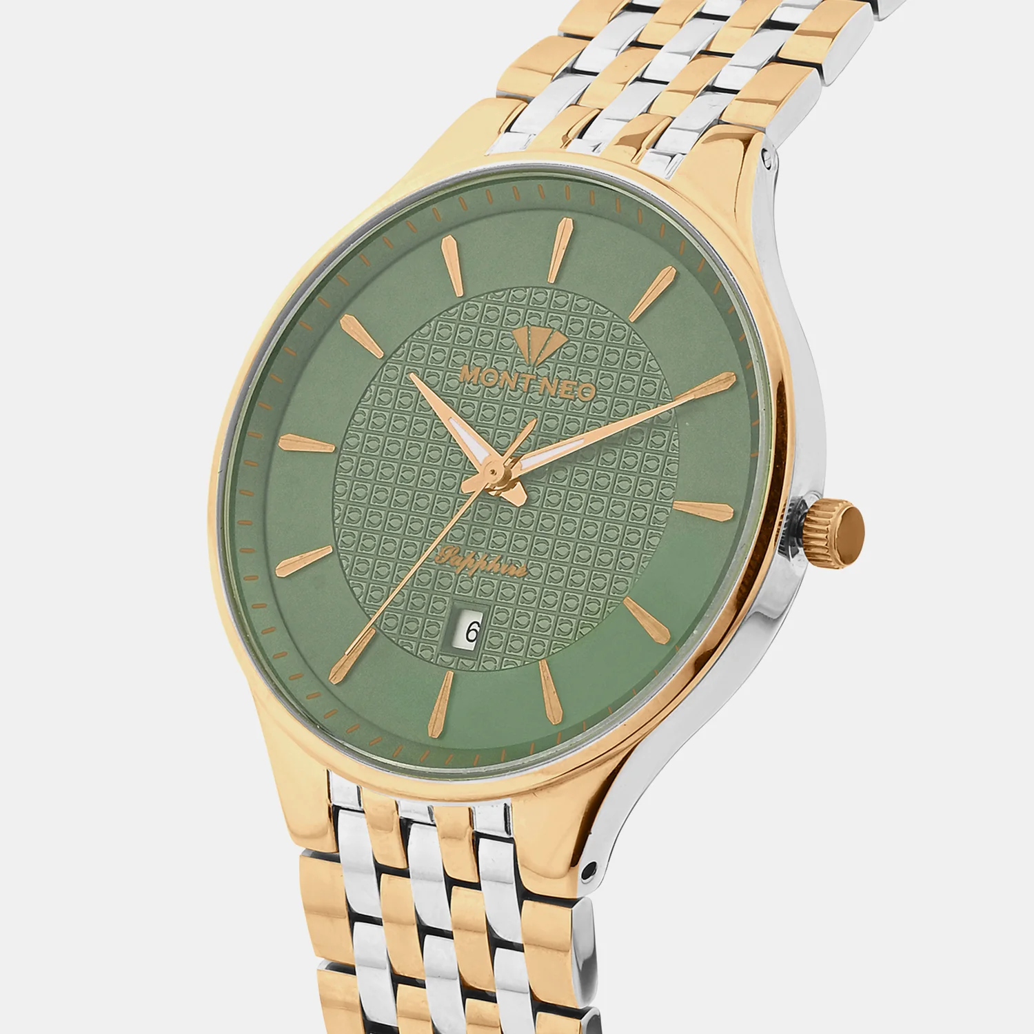 Men Quartz Green Dial Analog Metal Watch 8503E-M1314 - Image 2