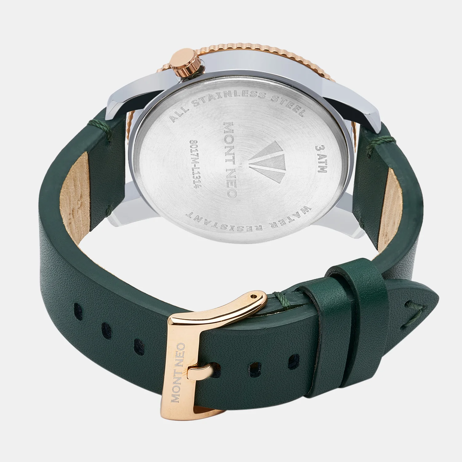 Men Quartz Green Dial Chronograph Leather Watch 8017M-L1314 - Image 4
