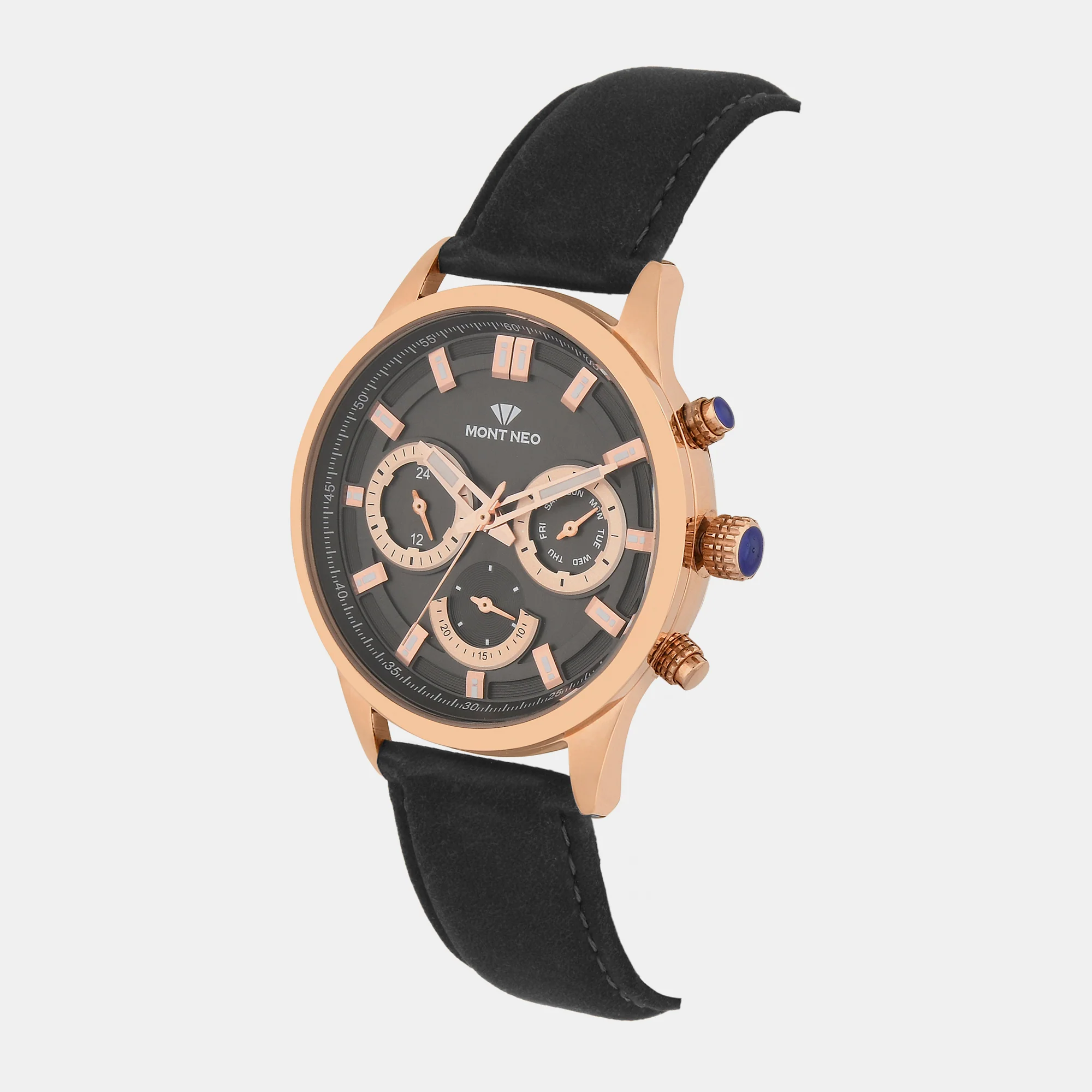Men Quartz Grey Dial Chronograph Leather Watch 7007C-L3316-04 - Image 2