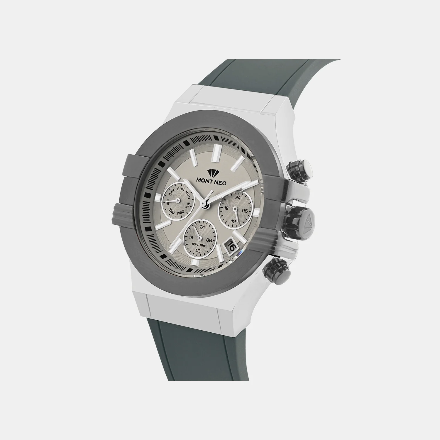 Men Quartz Grey Dial Multi-Function Silicone Watch 3517M-M1715 - Image 2