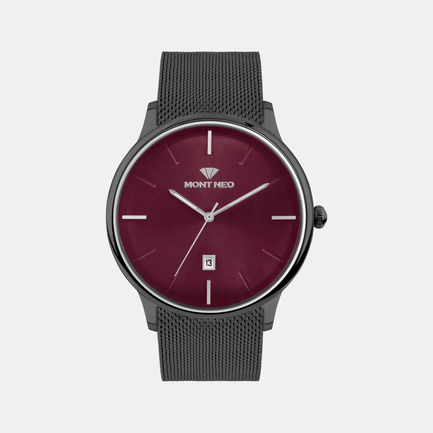Men Quartz Red Dial Analog Mesh Watch G1052E-B4412 - Image 2