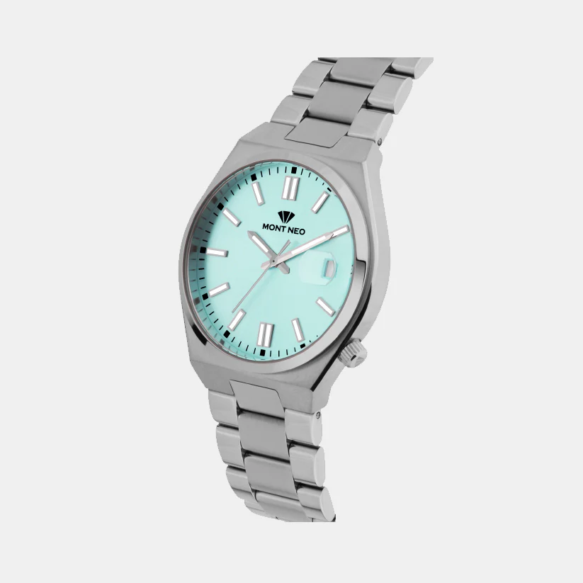 Men Quartz Sea Green Dial Analog Metal Watch 3506E-M1117 - Image 3